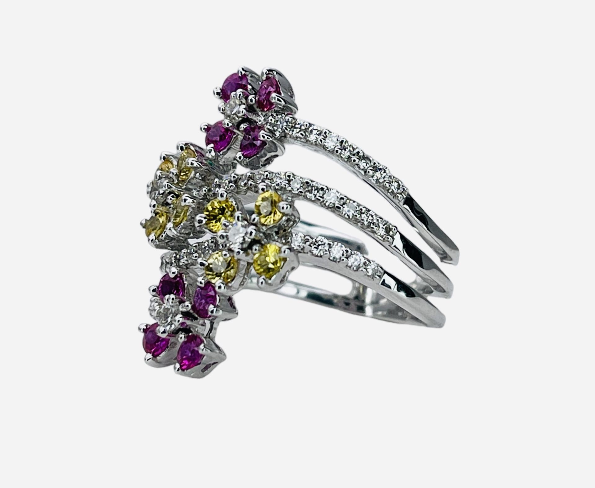 RRP-£5995.00 18ct WHITE GOLD LADIES, DIAMOND, PINK AND YELLOW SAPPHIRE RING - Image 2 of 3