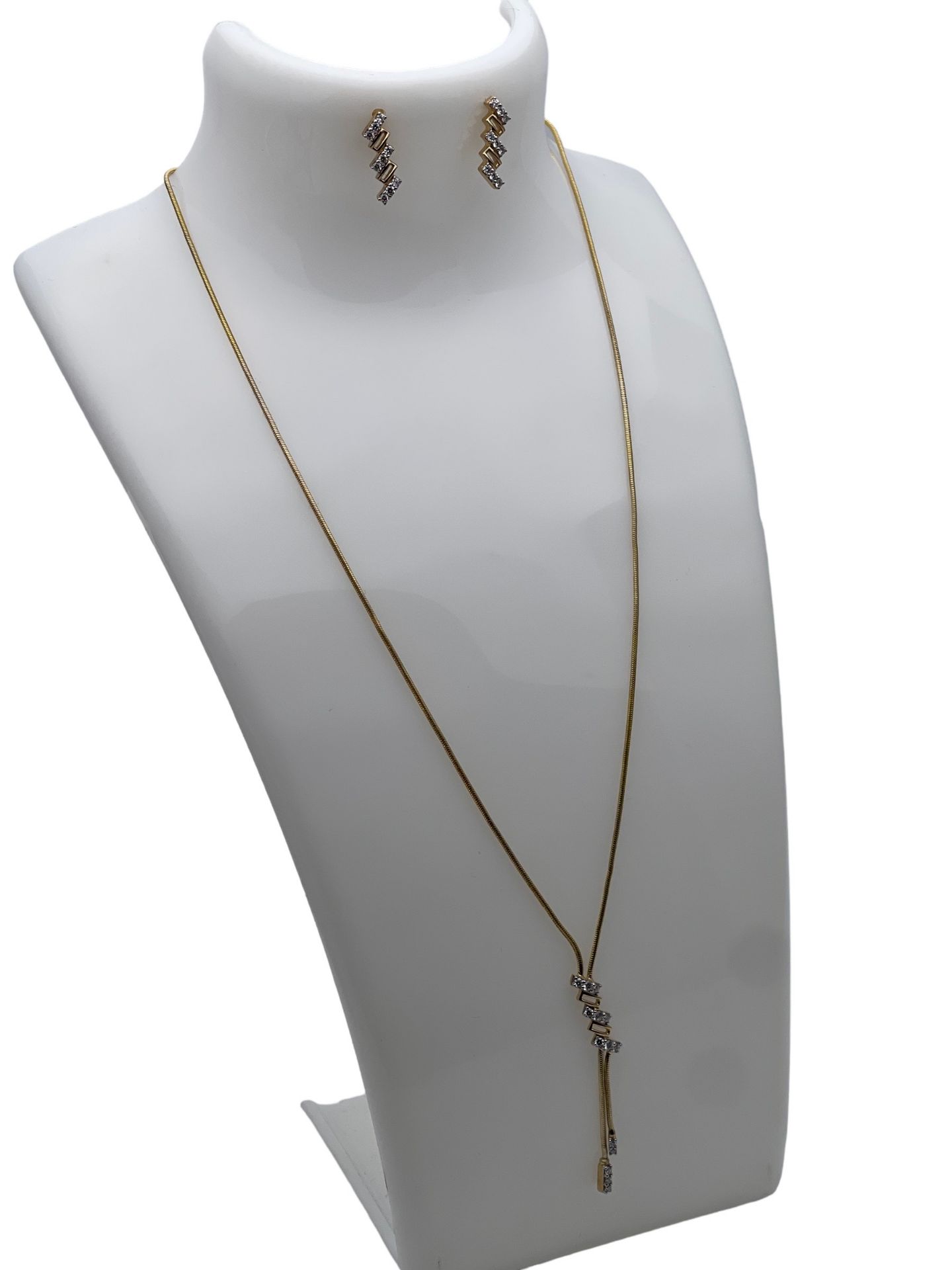 RRP-£6795.00 18CT YELLOW GOLD LADIES NECKLACE AND EARRING SET, DIAMIND NECKLACE IS SET WITH NINE BRI - Image 3 of 3