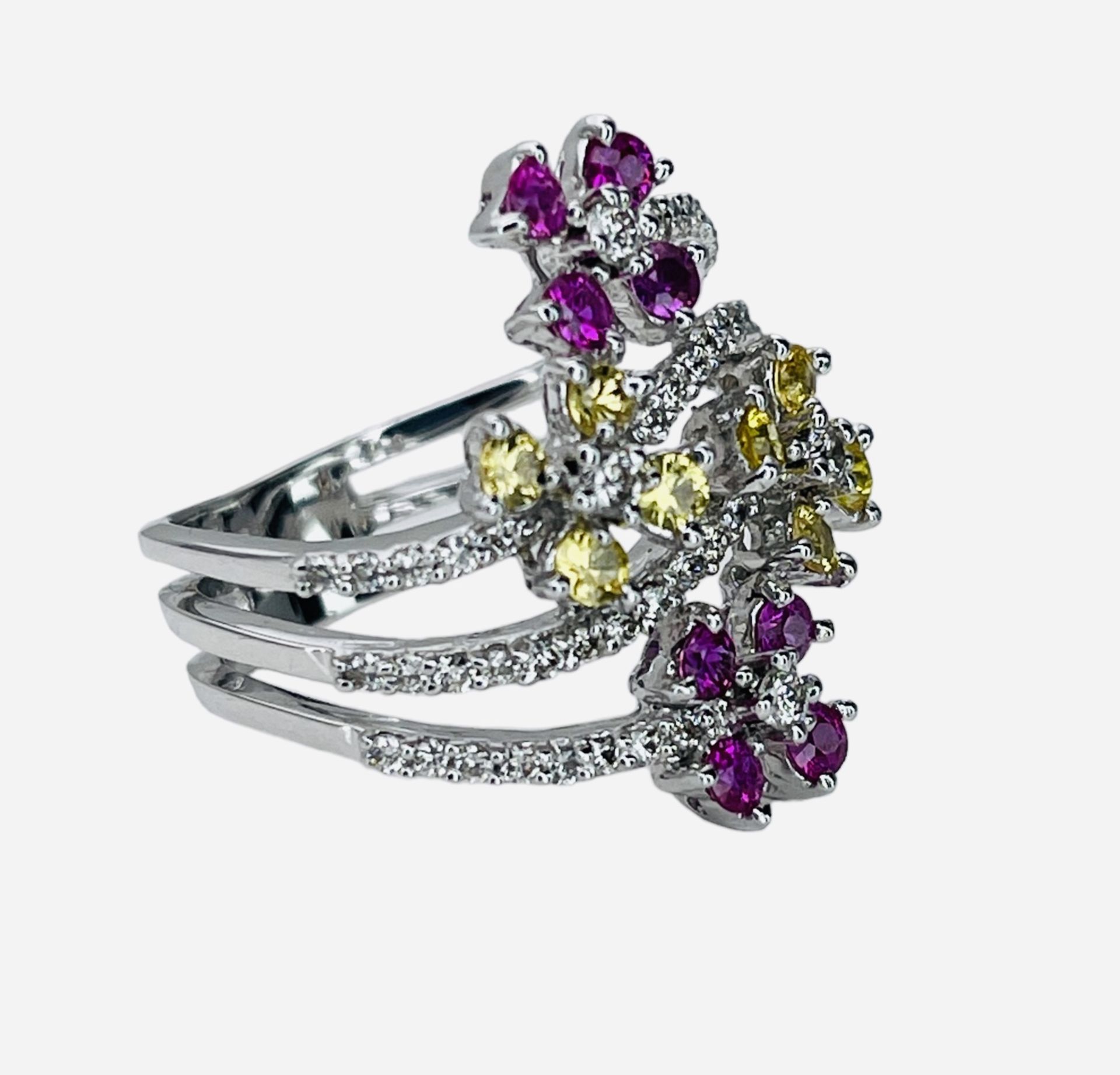 RRP-£5995.00 18ct WHITE GOLD LADIES, DIAMOND, PINK AND YELLOW SAPPHIRE RING - Image 3 of 3