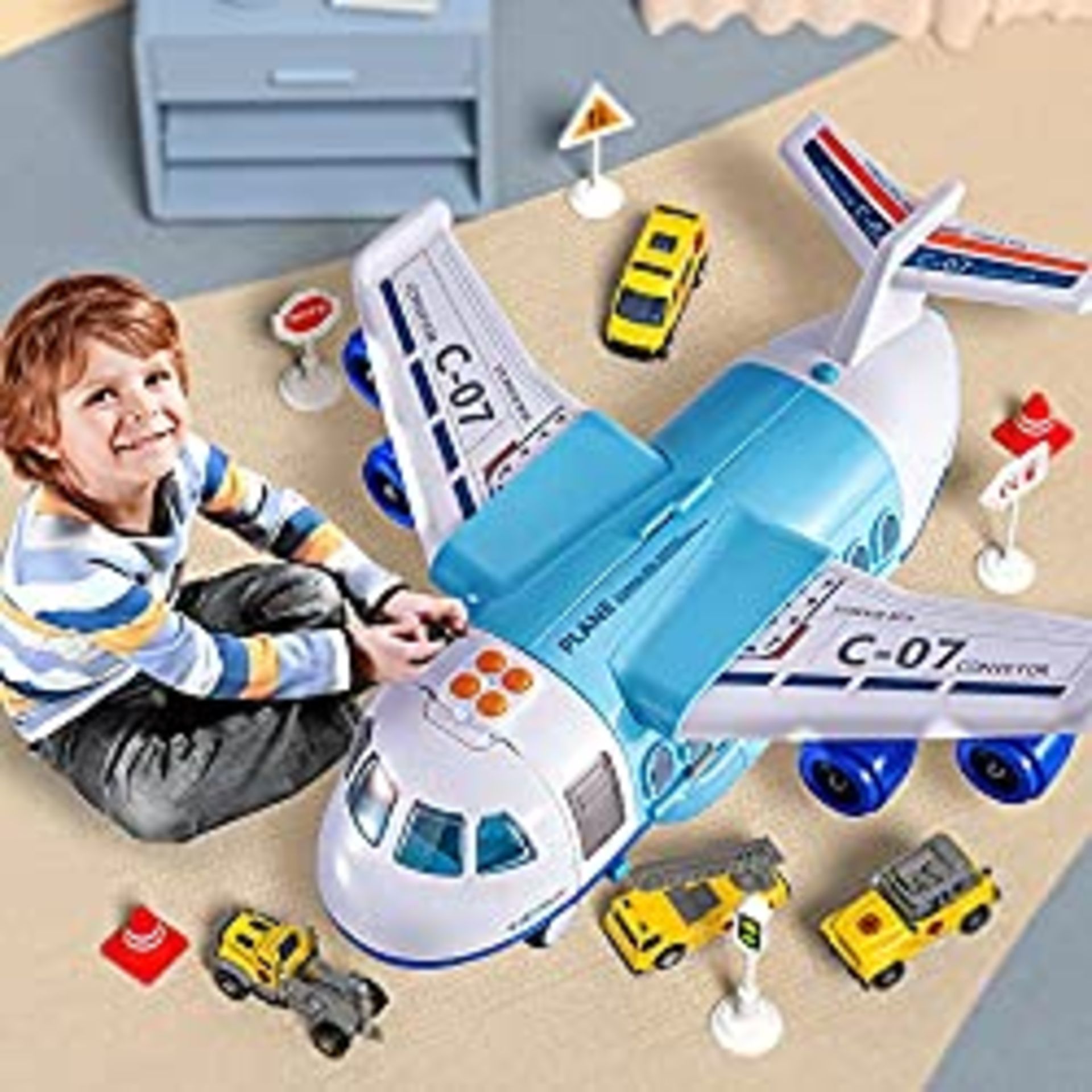 RRP £31.99 TEMI Storage Transport Plane with 6 Free Wheel Diecast