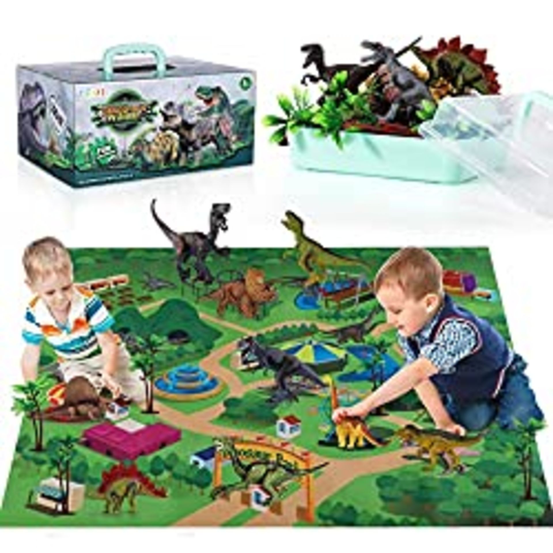 RRP £21.98 TEMI Dinosaur Toys for Kids with Activity Play Mat & Trees