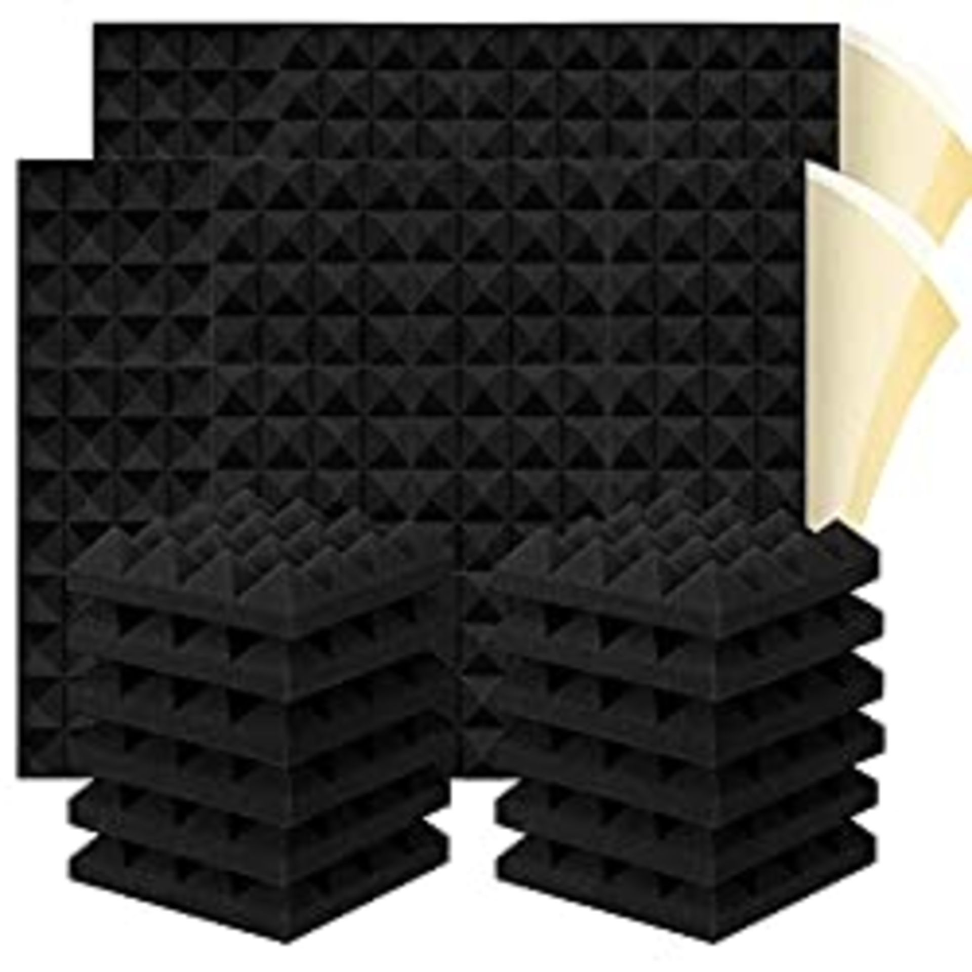 RRP £25.99 24 pieces Acoustic foam panels with rubber for self-adhesive 25 x 25 cm