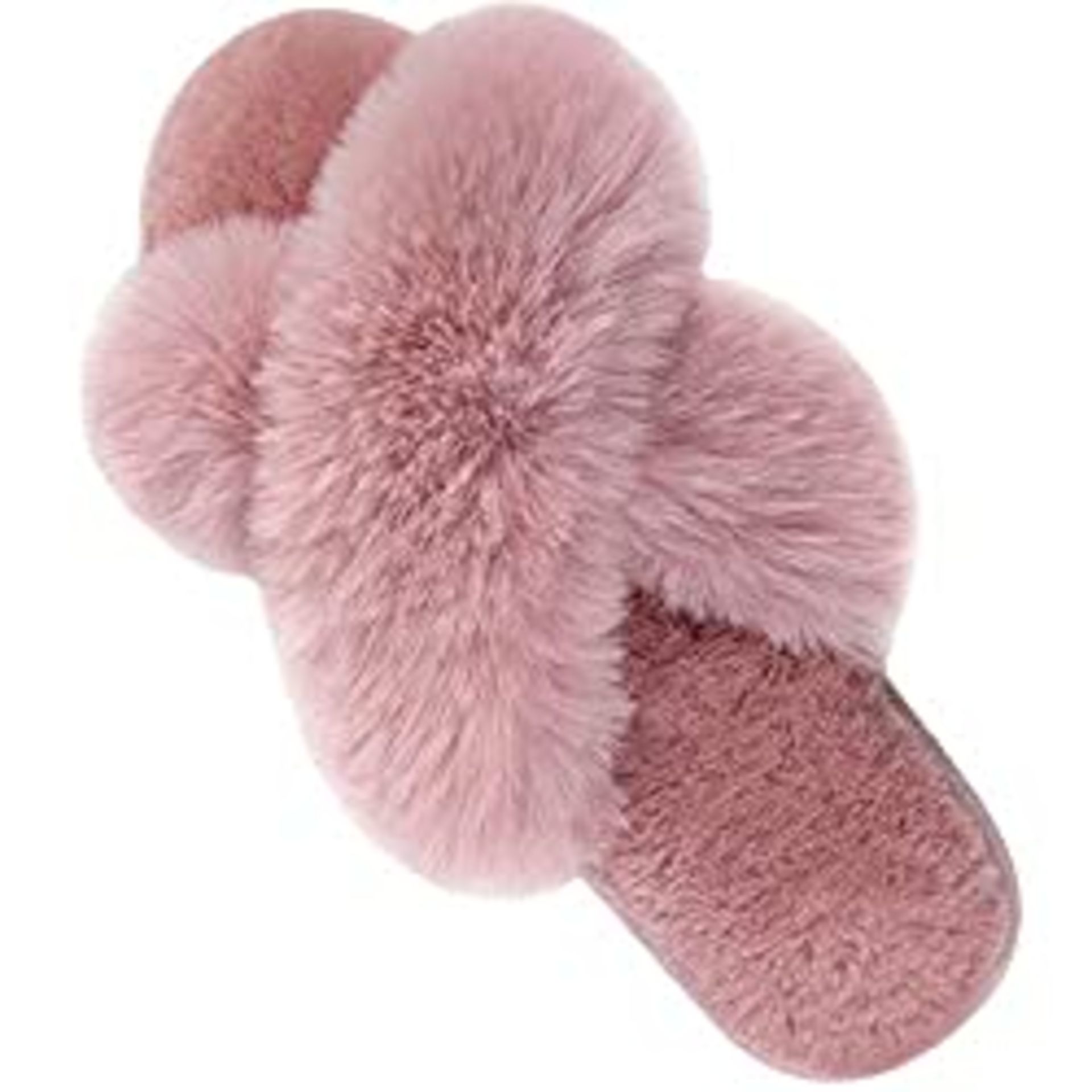 RRP £12.98 BRAND NEW STOCK Women's Cross Band Slippers Soft Plush Furry Cozy Open