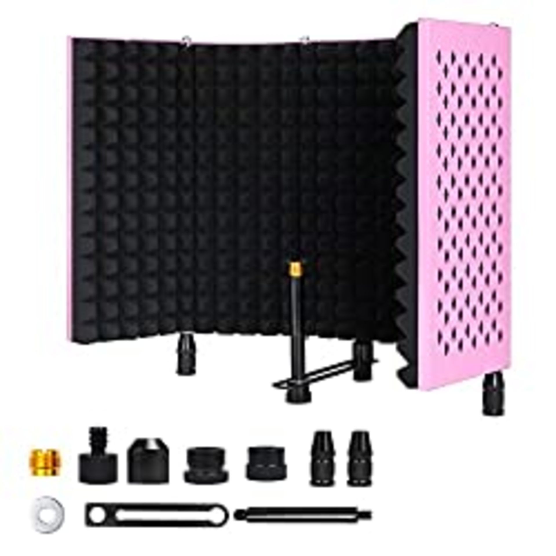RRP £29.98 MSIZOY 5-panel Pink Foldable Studio Recording Microphone Isolation Shield
