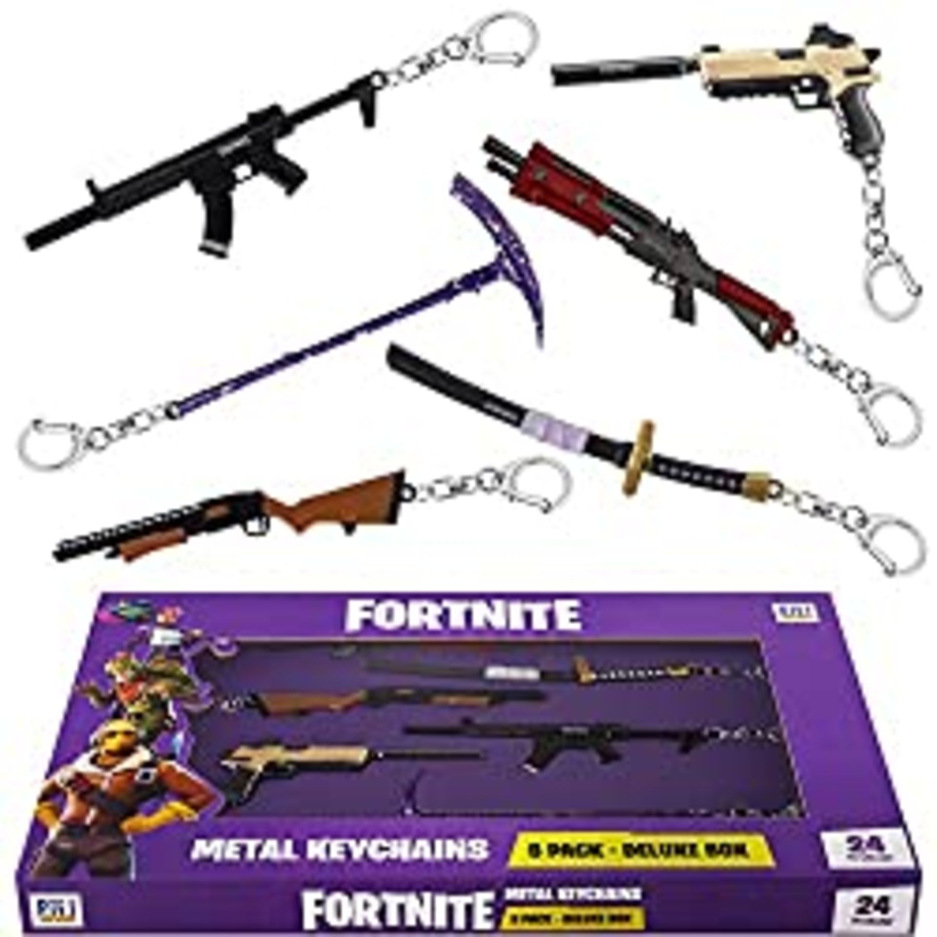 RRP £16.00 FORTNITE P.M.I Metal Keychain with Clasp 6-Pack