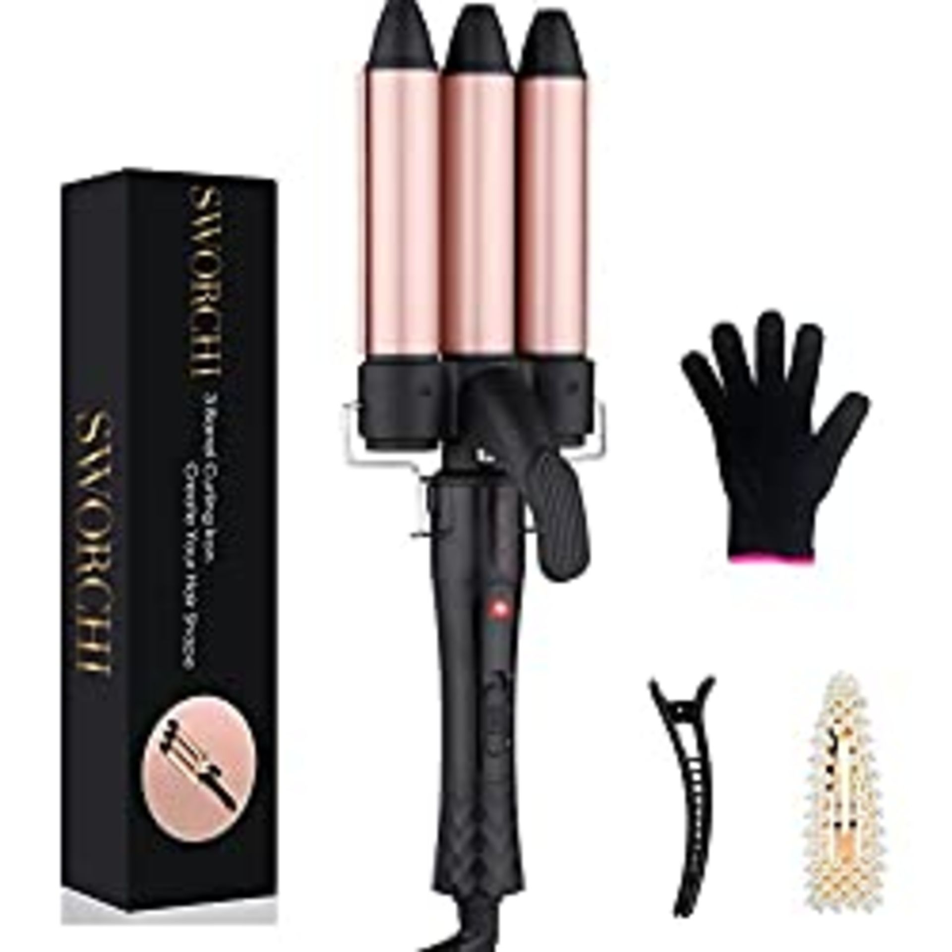 RRP £25.99 3 Barrel Hair Waver Curler Beach Waves Mermaid Hair