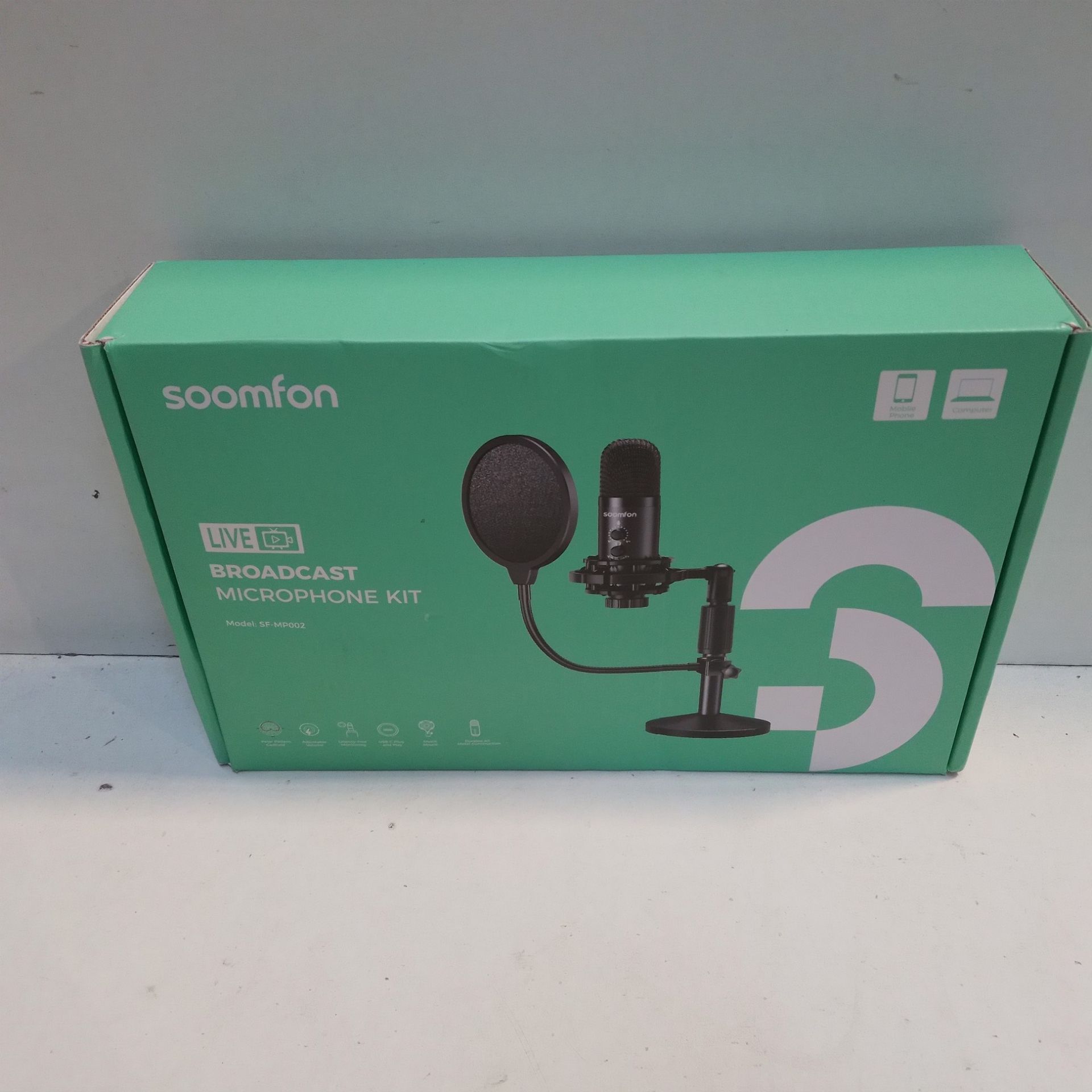 RRP £36.98 USB Condenser Microphone for PC- SOOMFON PC Microphone with Liftable Stand - Image 2 of 2