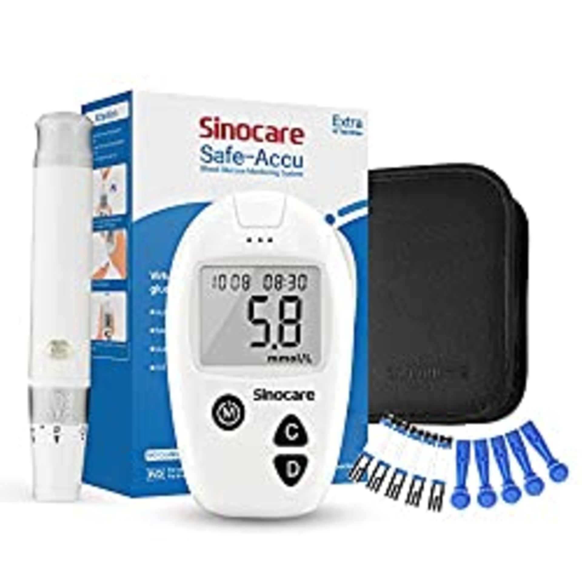 RRP £14.99 sinocare Diabetes Testing Kit/Blood Glucose Monitor