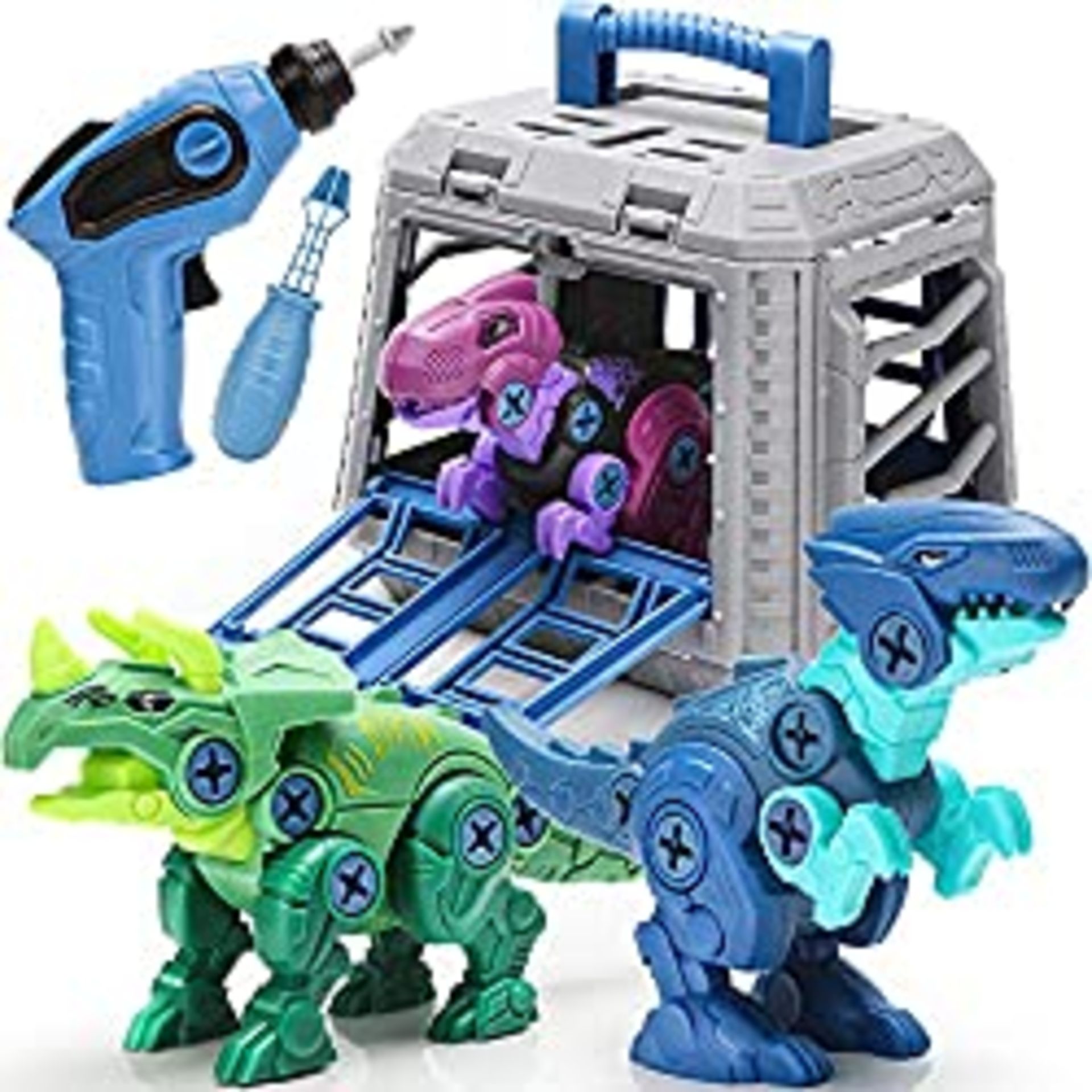 RRP £13.48 Dreamon Take Apart Dinosaur Toys with Cage Electric Drill