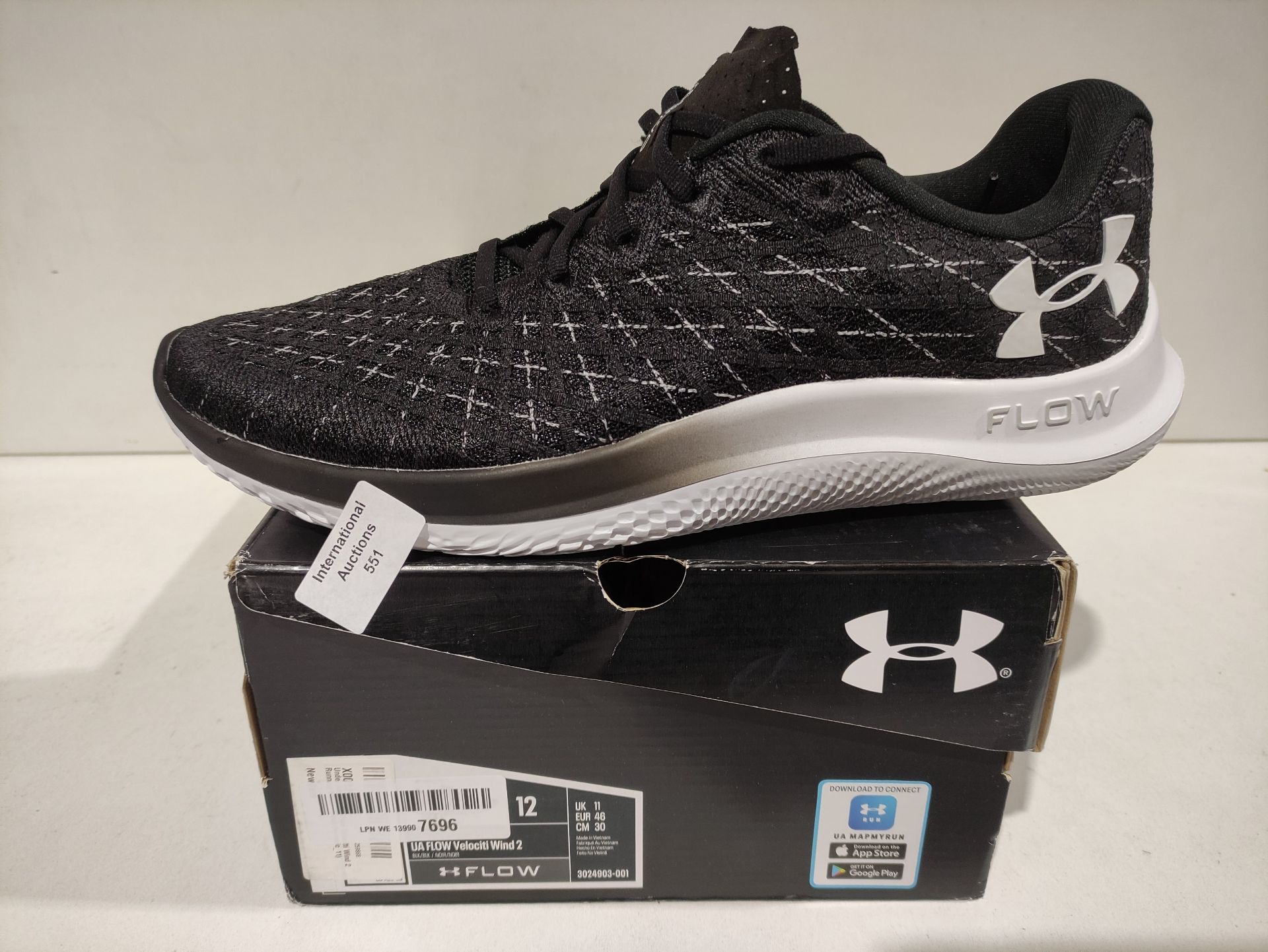 RRP £89.65 Under Armour Men Flow Velociti Wind 2 Running Shoes Neutral Running Shoe Black - Image 2 of 2