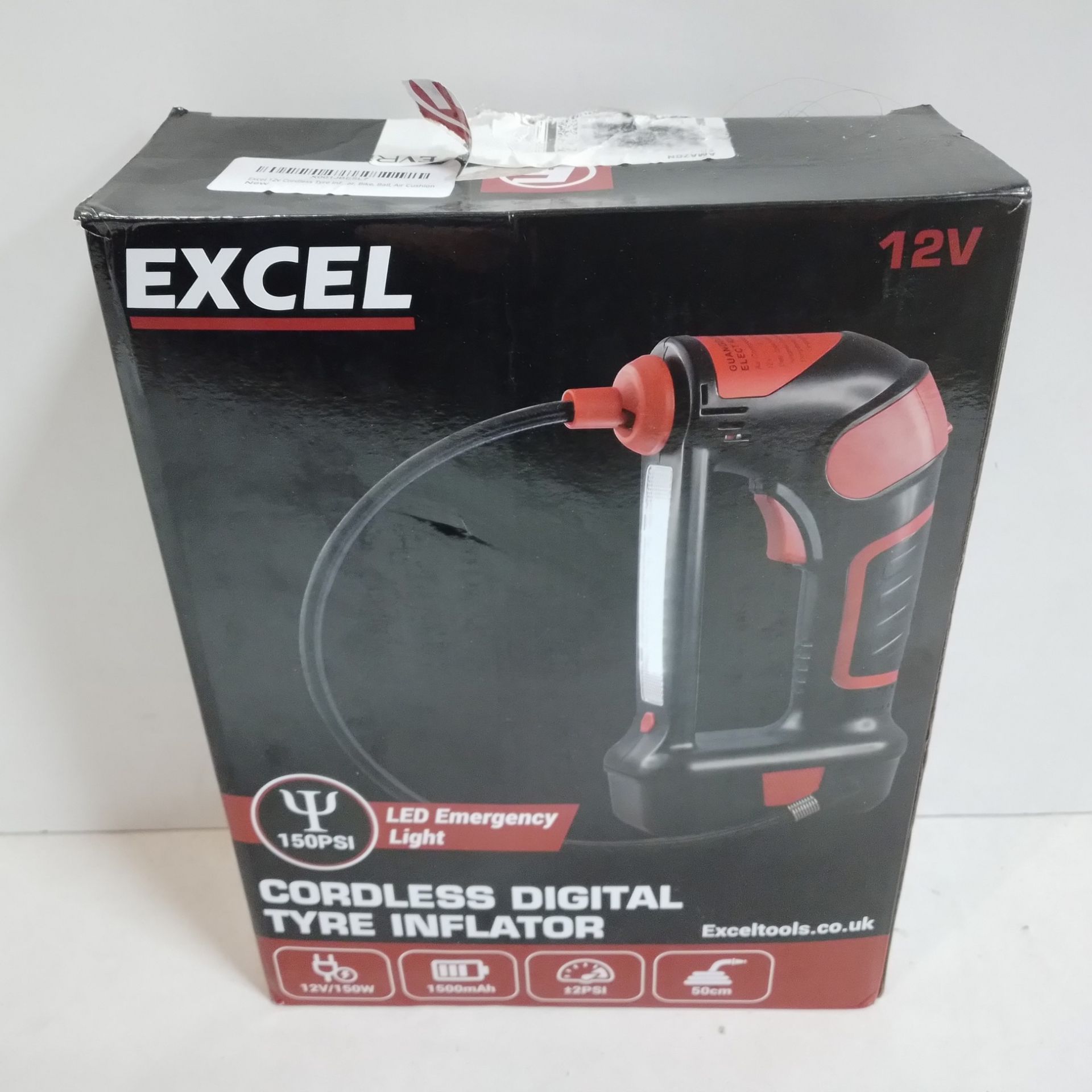 RRP £34.99 Excel 12v Cordless Tyre Inflator Digital Air Compressor - Image 2 of 2