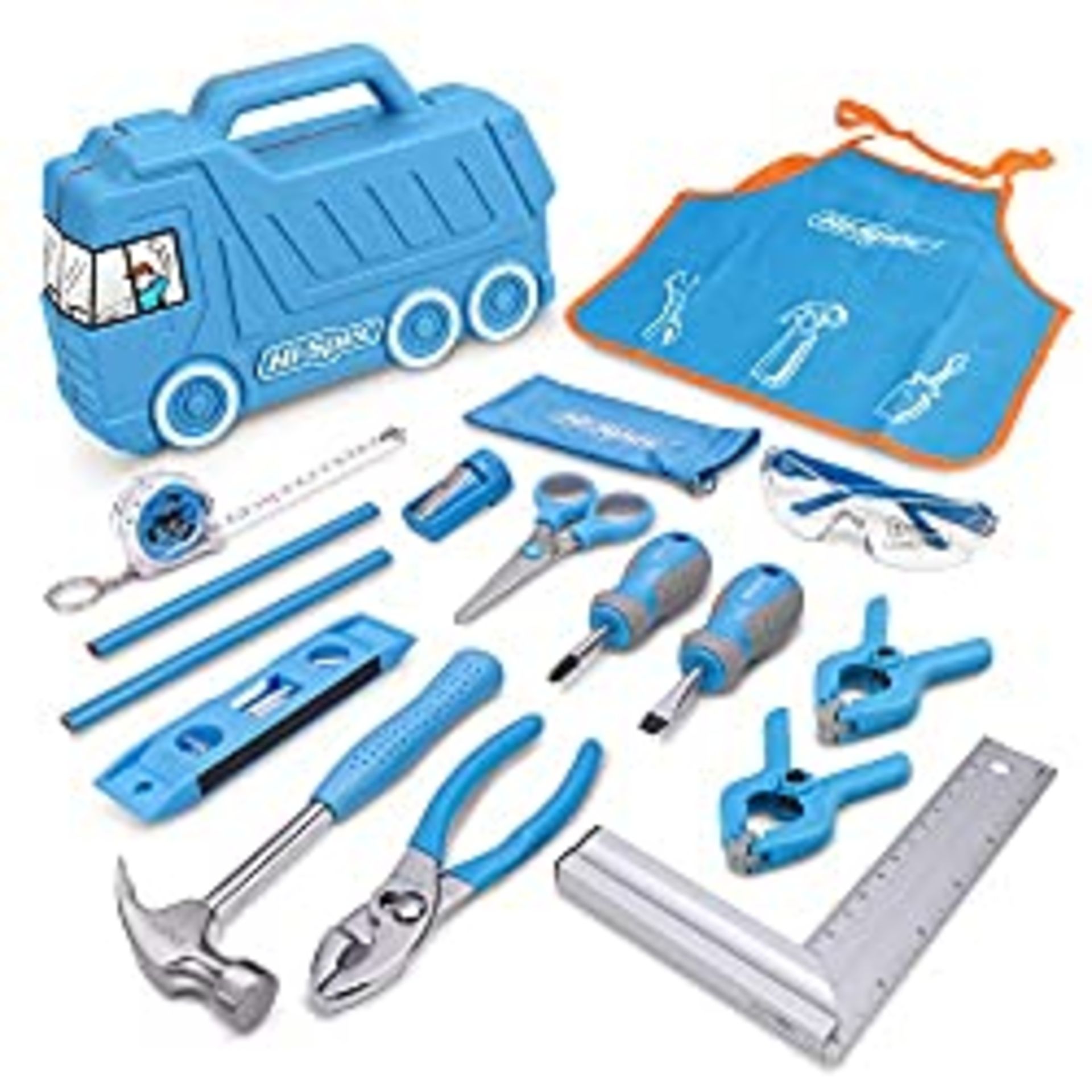 RRP £20.78 Hi-Spec 17pc Blue Kids Tool Kit Set & Children s