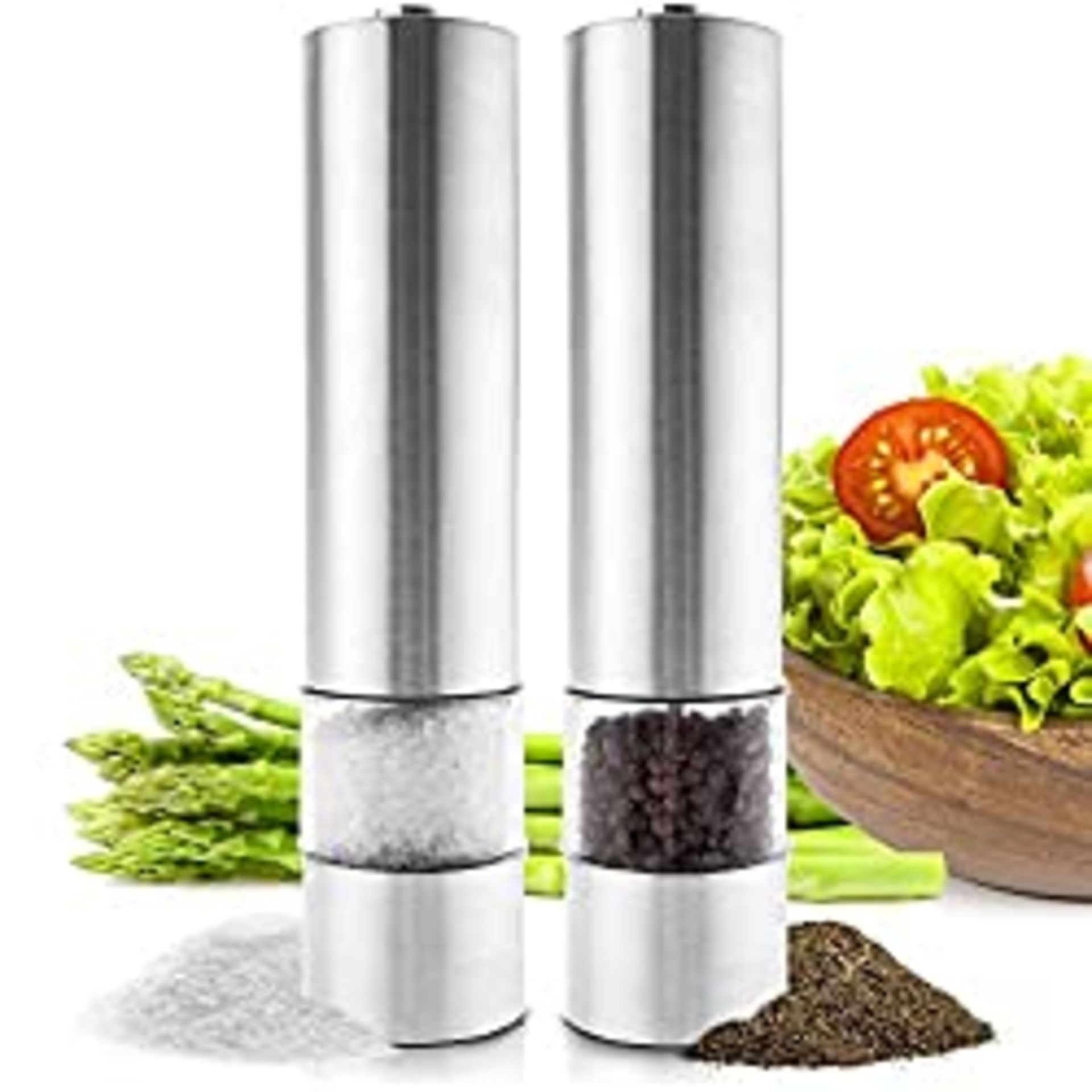 RRP £17.99 Salt and Pepper Grinder Set (UK Company) Set of 2 Electric Grinder Mill