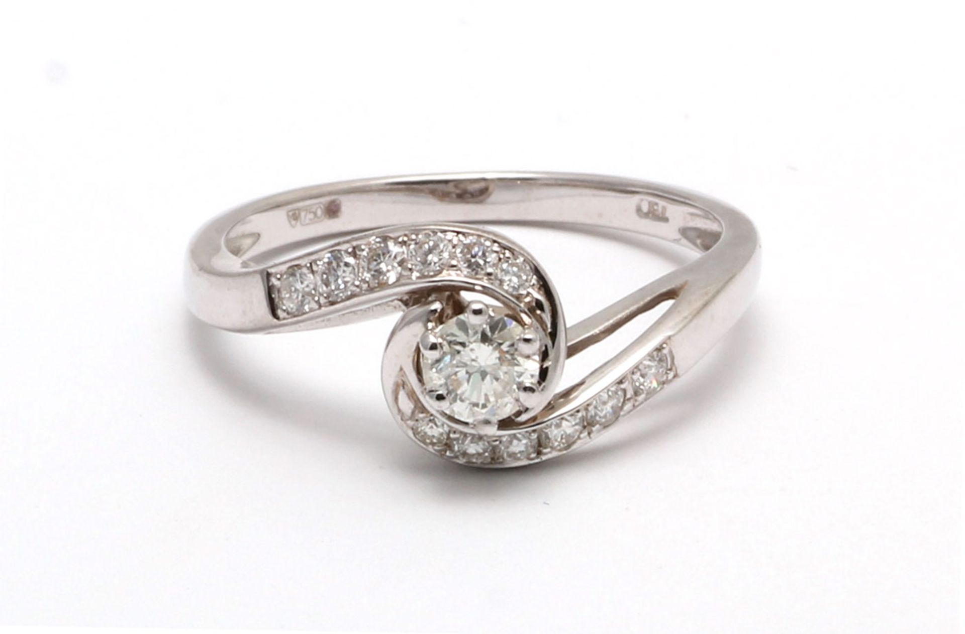 18ct White Gold Twist Shoulders Diamond Ring 0.43 Carats - Valued By AGI £5,775.00 - One sparkling