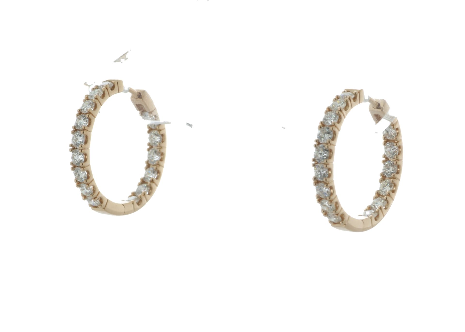 18ct Rose Gold Hoop Diamond Earring 1.58 Carats - Valued By IDI £11,165.00 - Thirty round - Image 2 of 4