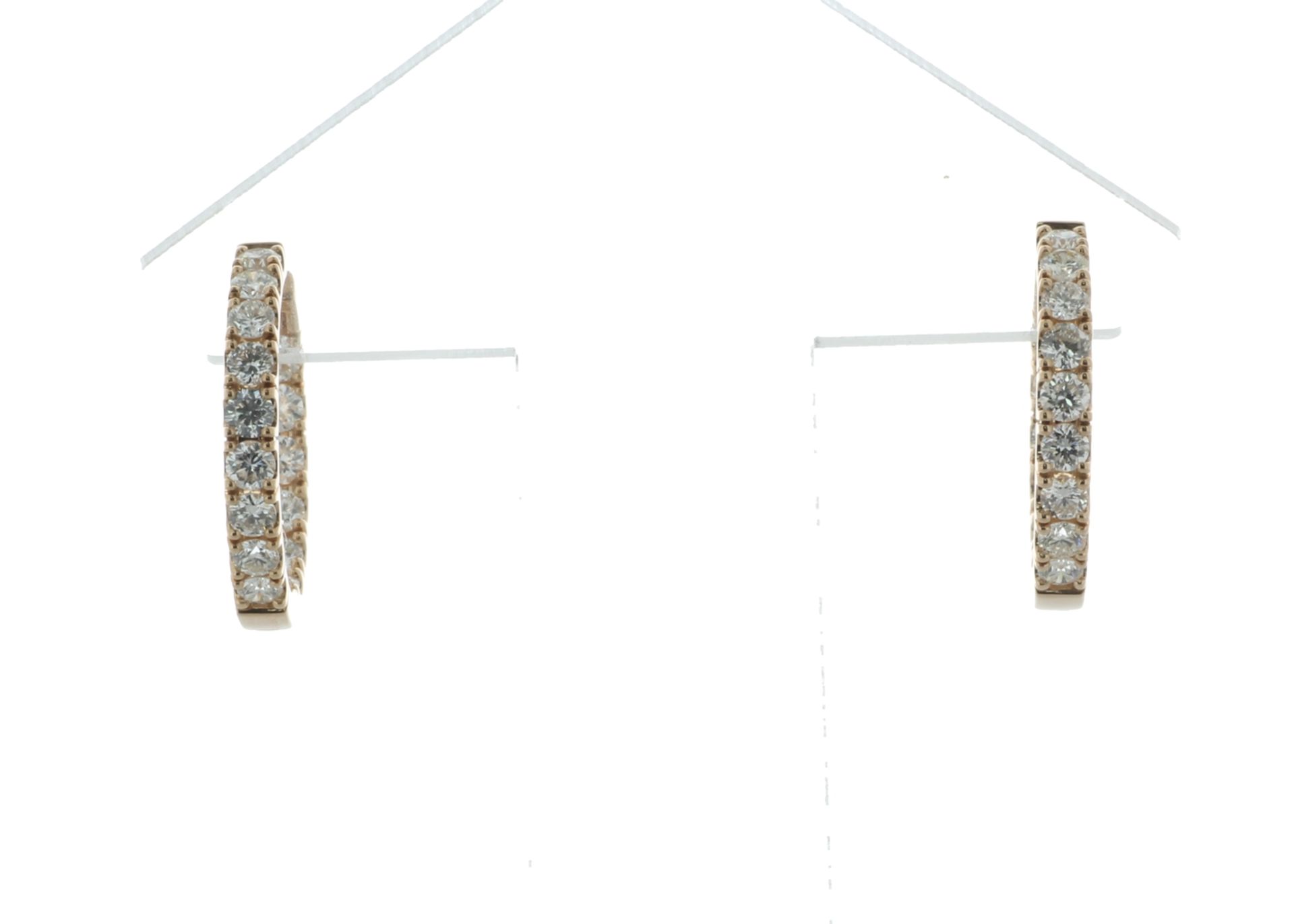 18ct Rose Gold Hoop Diamond Earring 1.58 Carats - Valued By IDI £11,165.00 - Thirty round