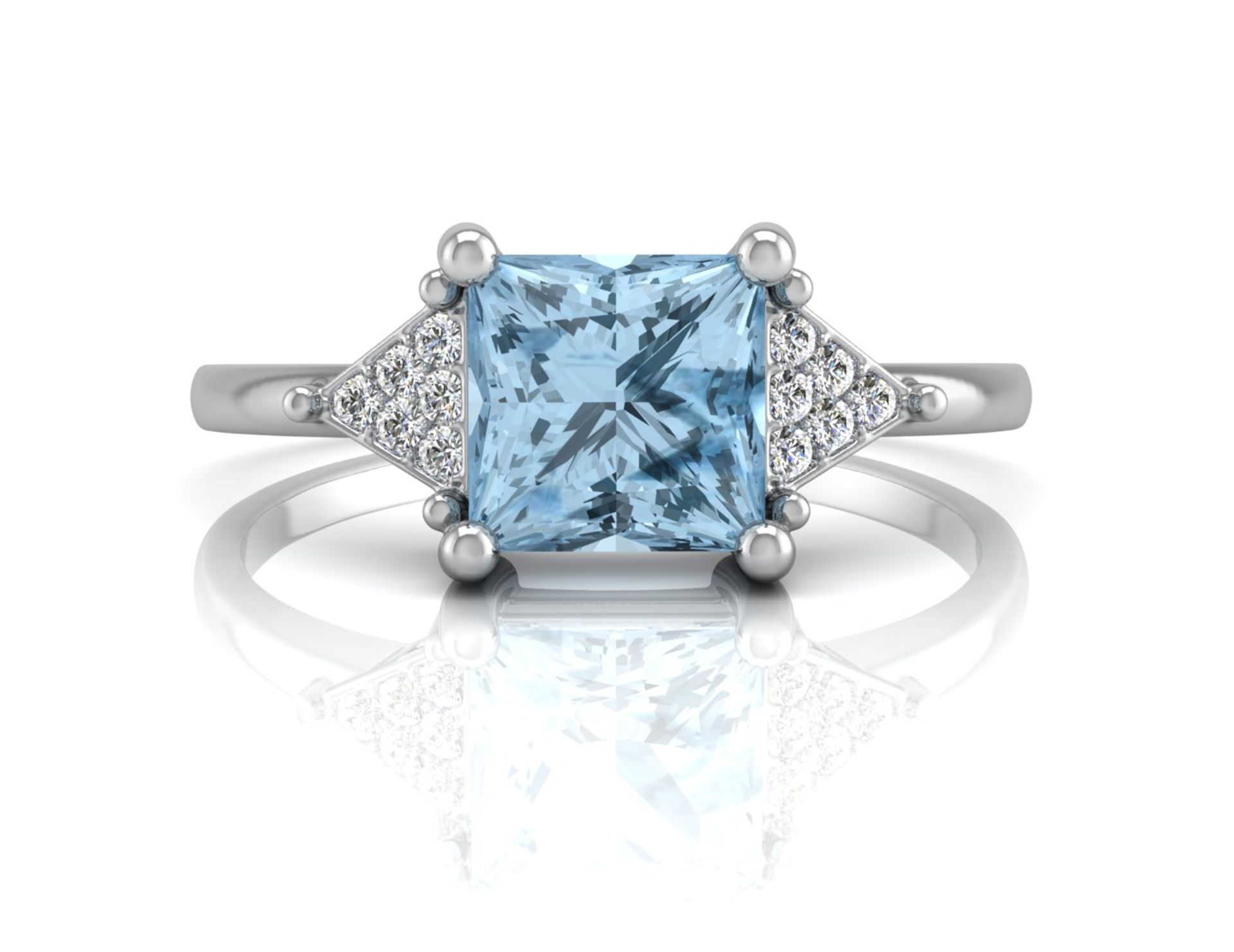 9ct White Gold Diamond And Blue Topaz Ring - Valued By IDI £1,685.00 - A beautiful princess cut blue - Image 4 of 5