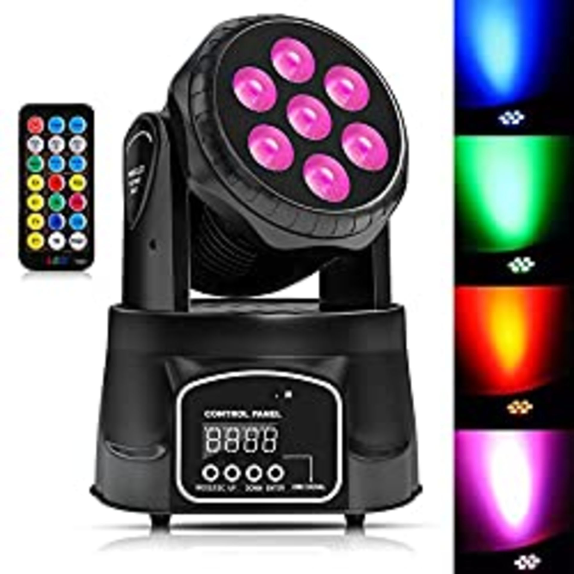 RRP £69.98 Moving Head Stage Light DMX512 with Remote Control 7pcs LED RGBW Disco Lights