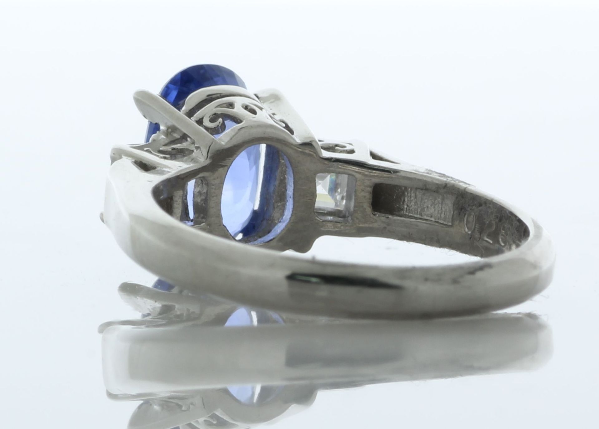 Platinum Oval Cut Sapphire And Diamond Ring (S1.39) 0.28 Carats - Valued By IDI £8,560.00 - A - Image 3 of 3