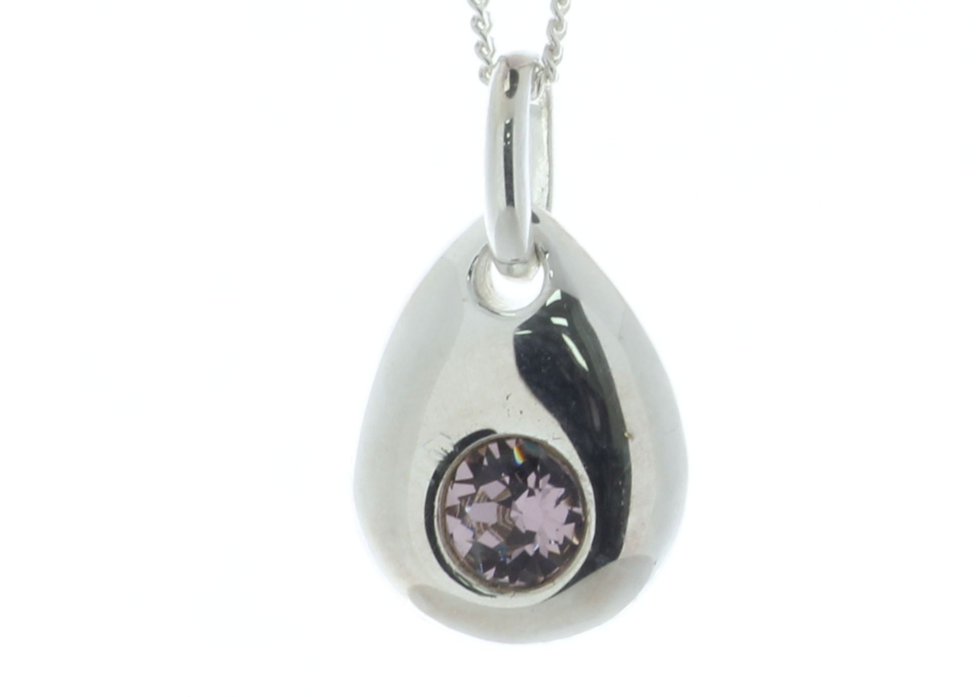 Sterling Silver Pendant June Birthstone 4mm Amethyst Crystal - Valued By AGI £170.00 - Certificate