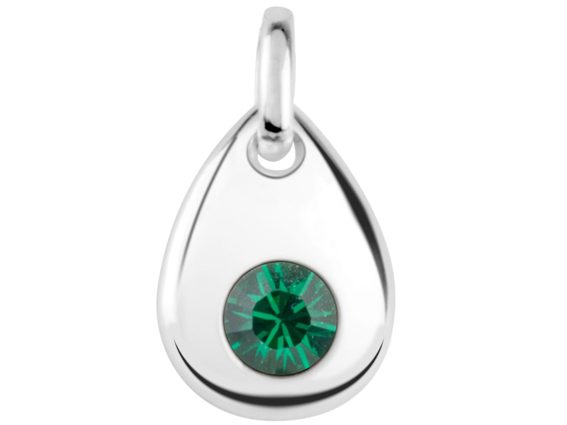 Sterling Silver May Birthstone 4mm Emerald Crystal Pendant - Valued By AGI £125.00 - Colour-Green,