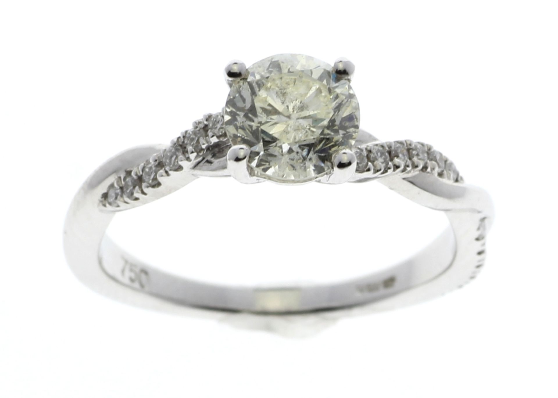18ct White Gold Diamond Ring With Waved Stone Set Shoulders 1.22 Carats - Valued By GIE £27,950.00 - - Image 5 of 6