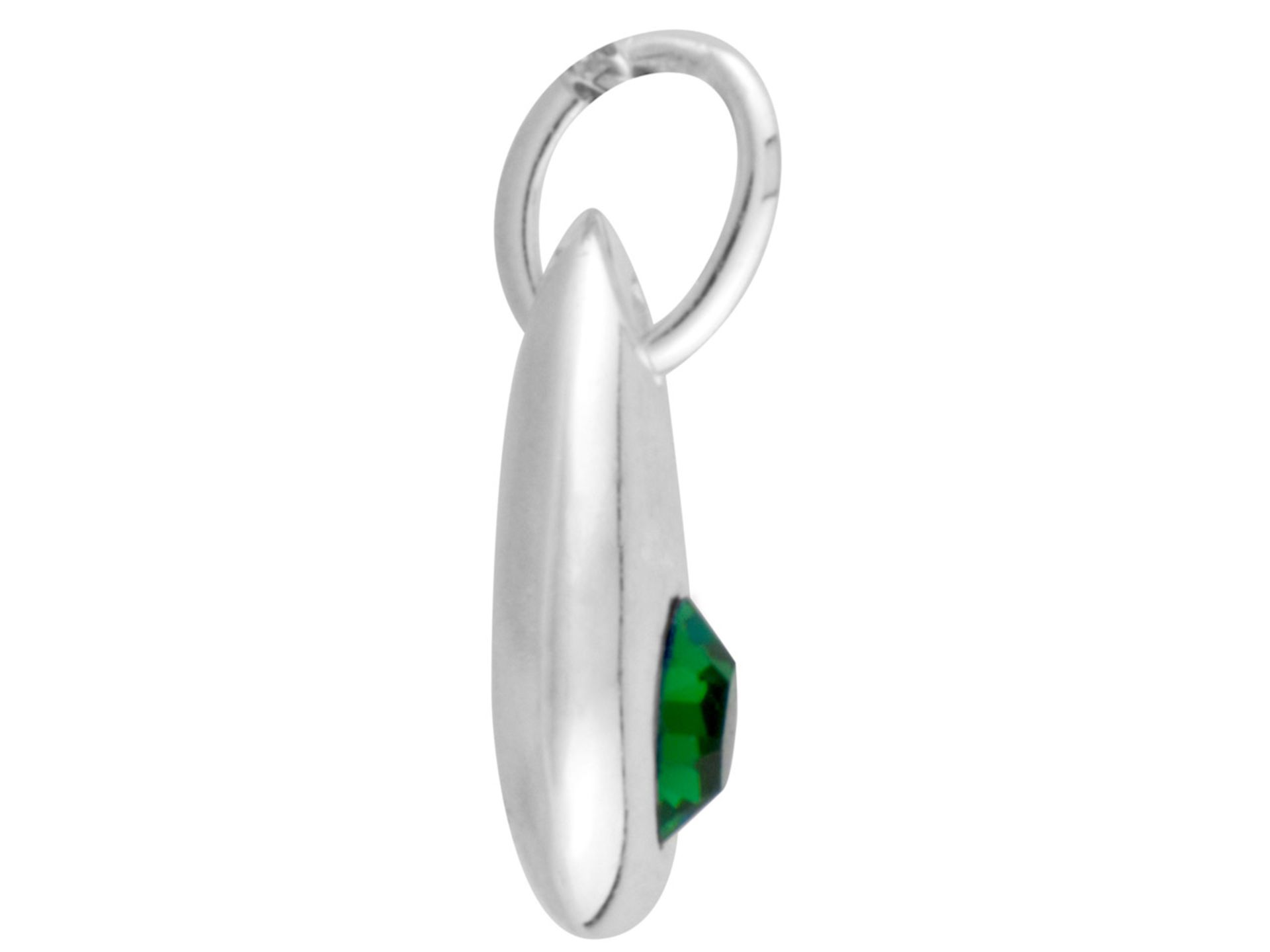Sterling Silver May Birthstone 4mm Emerald Crystal Pendant - Valued By AGI £125.00 - Colour-Green, - Image 2 of 4