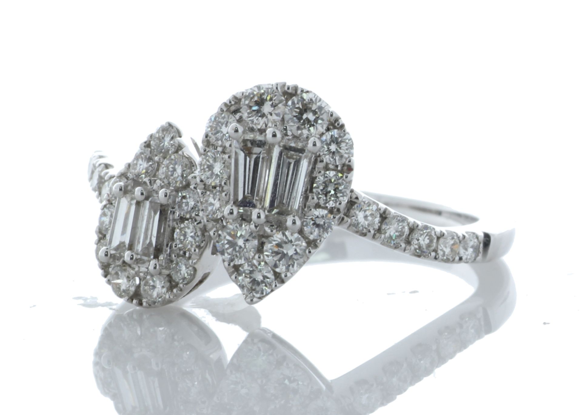 18ct White Gold Double Pear Shape Cluster Diamond Ring 0.83 Carats - Valued By GIE £12,955.00 - Four - Image 2 of 5