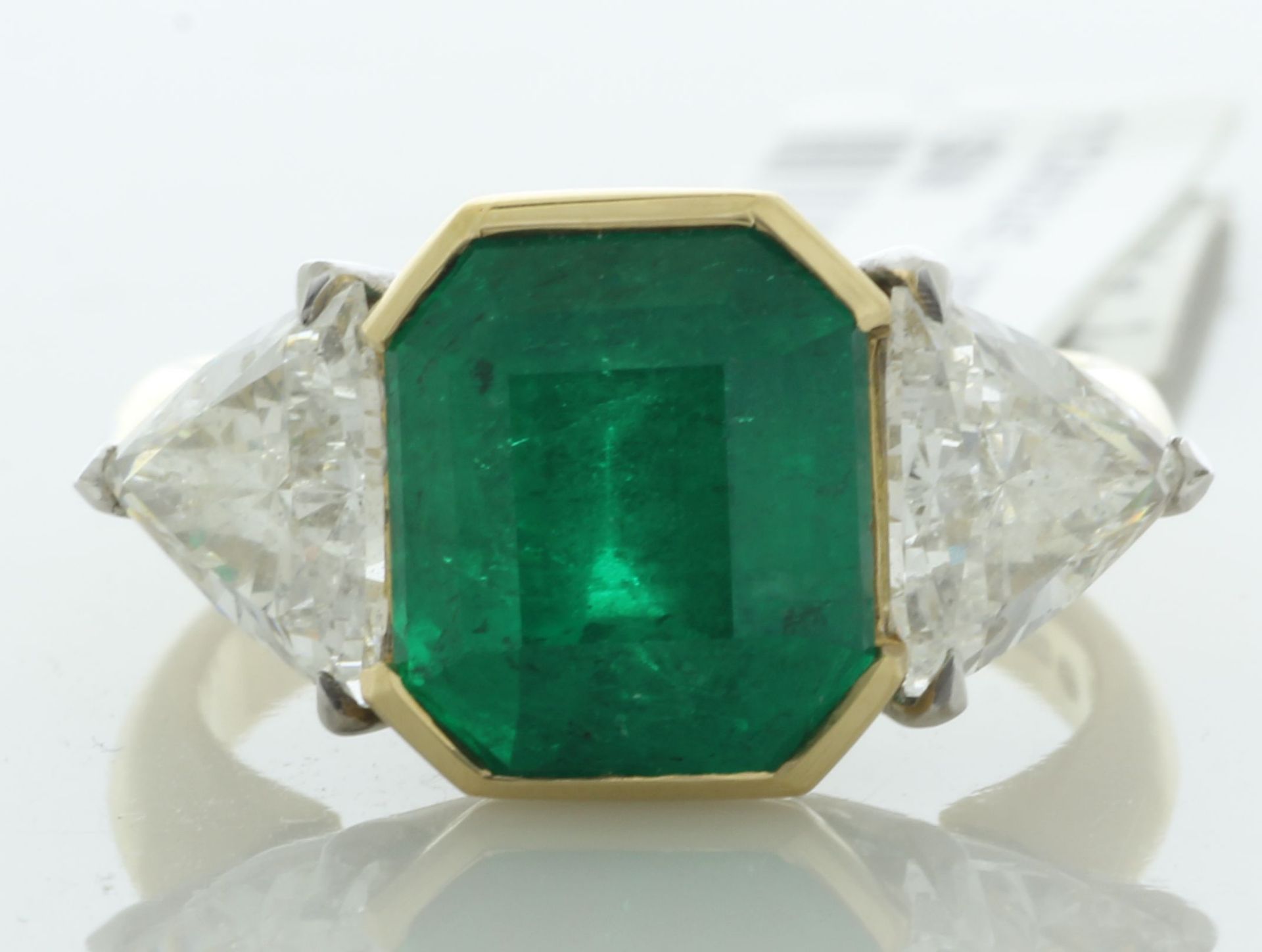 18ct Yellow Gold Three Stone Diamond And Emerald Ring (E4.27) 2.04 Carats - Valued By IDI £282,435.