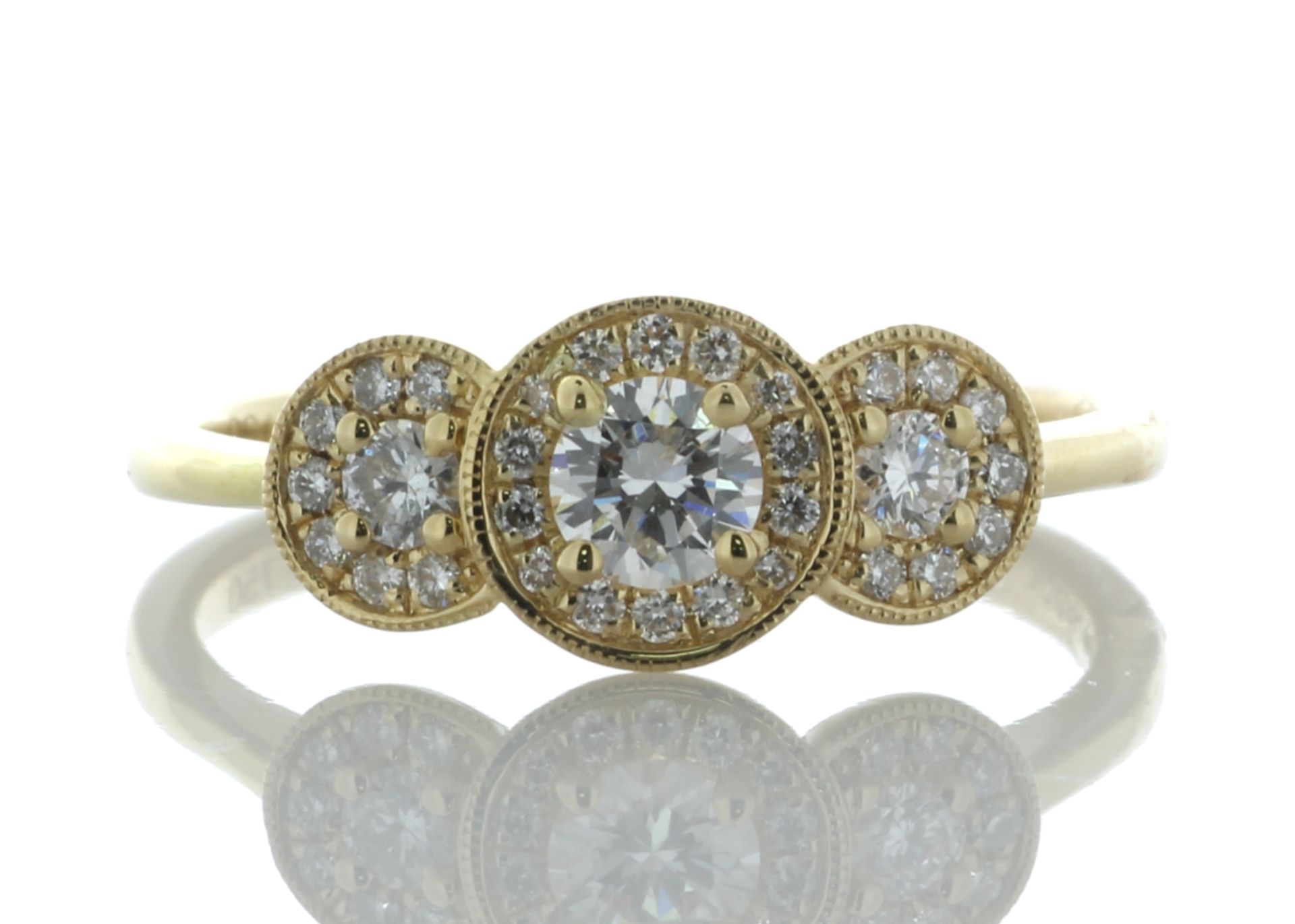 18ct Yellow Gold Three Stone Rub Over Set Diamond Ring (0.21) 0.43 Carats - Valued By GIE £8,275.