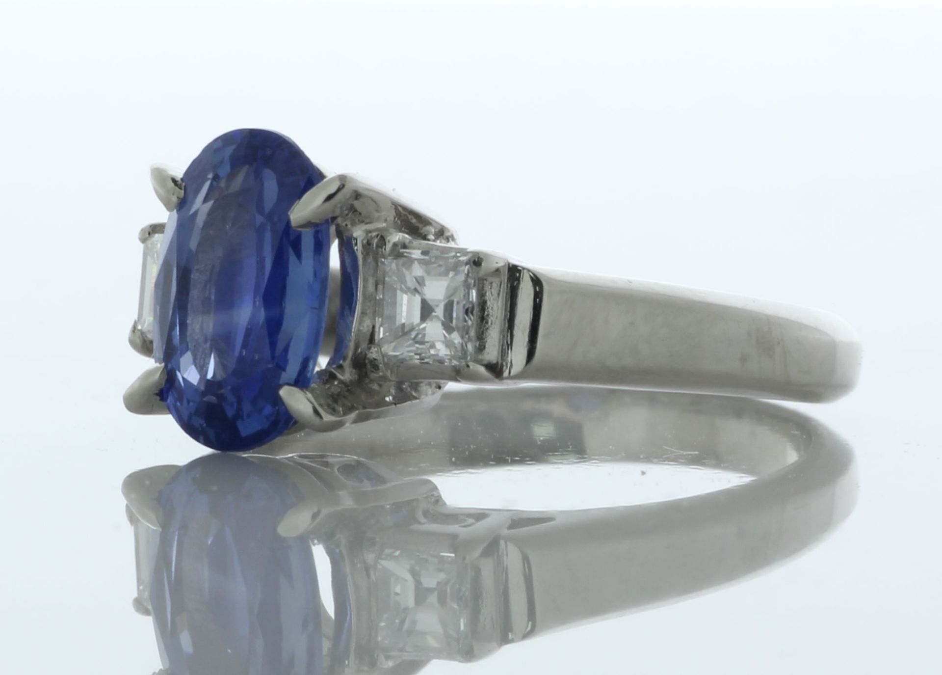 Platinum Oval Cut Sapphire And Diamond Ring (S1.39) 0.28 Carats - Valued By IDI £8,560.00 - A - Image 2 of 3