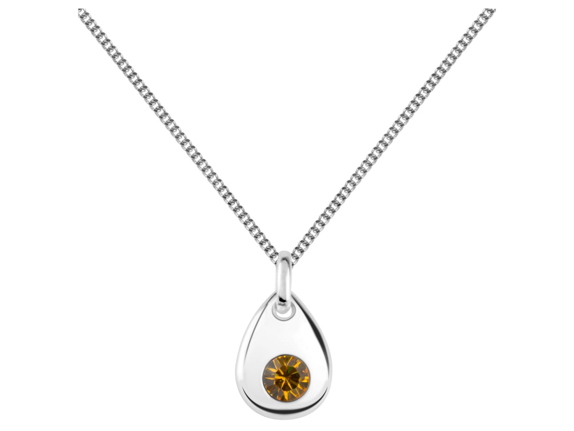 Sterling Silver Pendant November Birthstone 4mm Topaz Crystal - Valued By AGI £125.00 - Colour- - Image 3 of 4