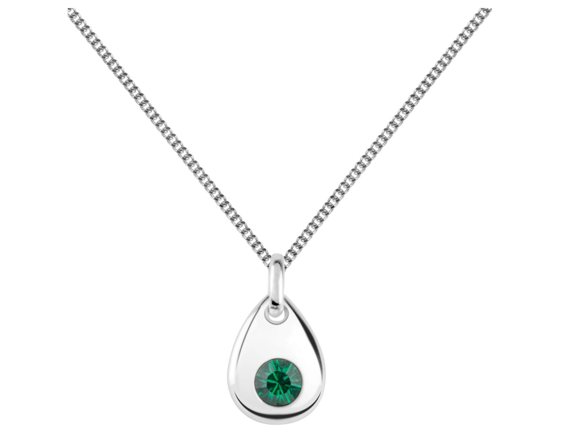 Sterling Silver May Birthstone 4mm Emerald Crystal Pendant - Valued By AGI £125.00 - Colour-Green, - Image 3 of 4