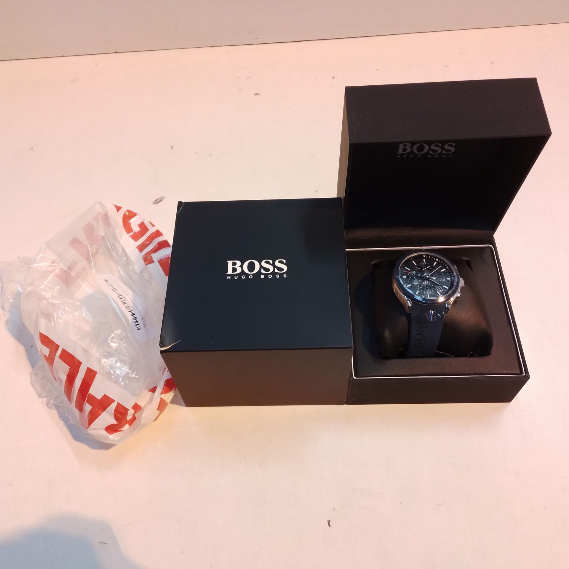 RRP £126.00 BOSS Chronograph Quartz Watch for Men with Blue Silicone Bracelet - 1513717 - Image 2 of 2