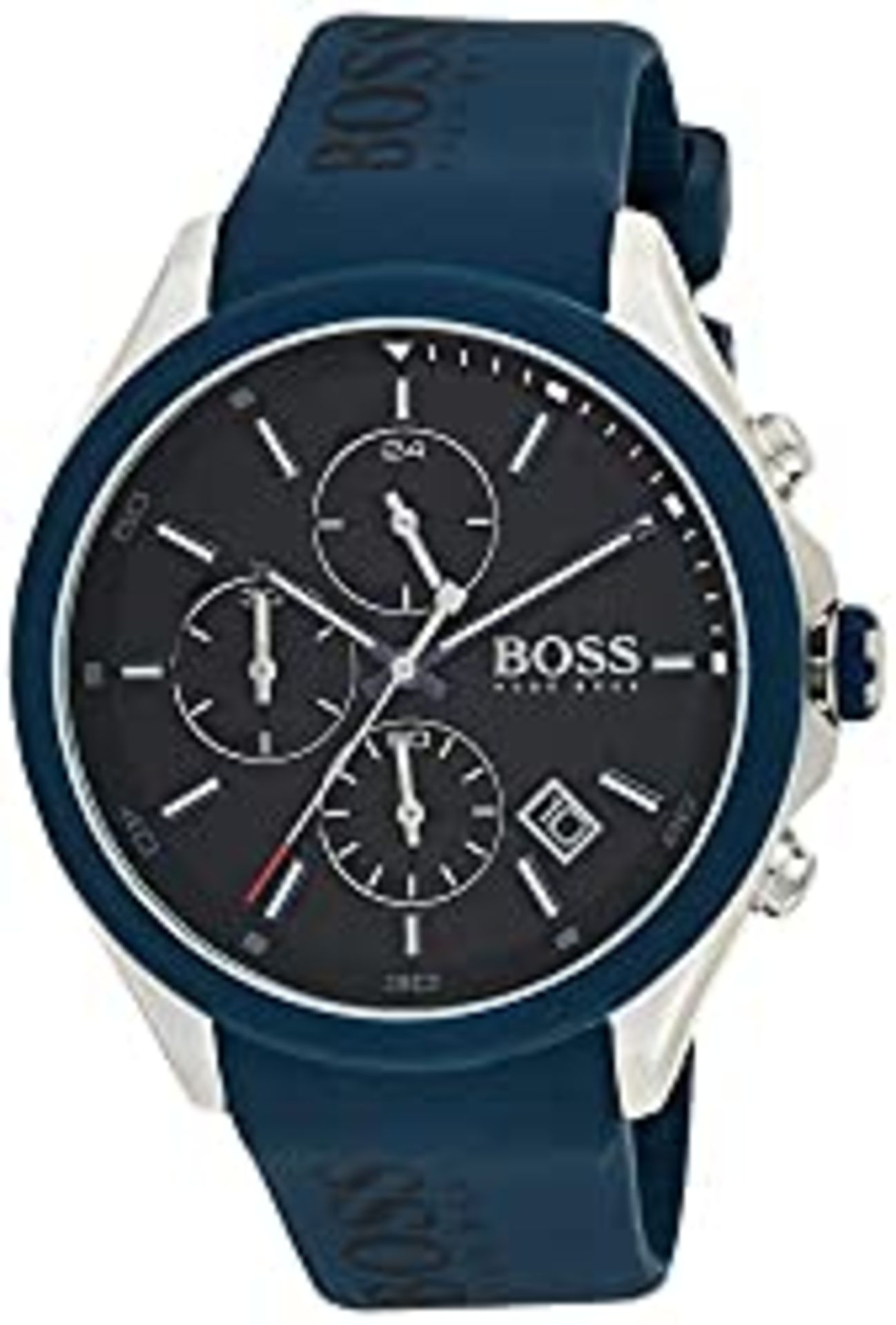 RRP £126.00 BOSS Chronograph Quartz Watch for Men with Blue Silicone Bracelet - 1513717