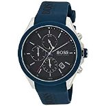 RRP £126.00 BOSS Chronograph Quartz Watch for Men with Blue Silicone Bracelet - 1513717