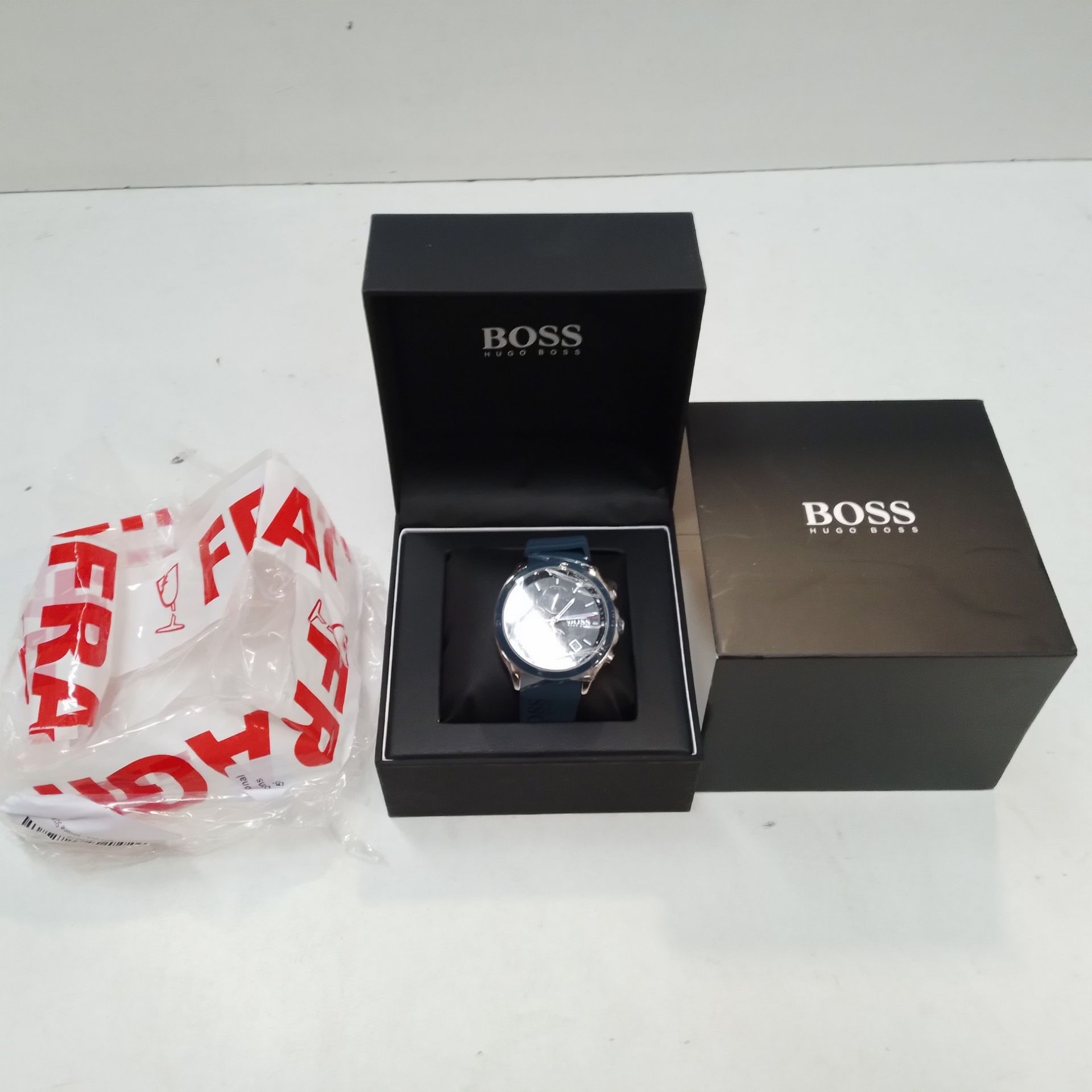 RRP £126.00 BOSS Chronograph Quartz Watch for Men with Blue Silicone Bracelet - 1513717 - Image 2 of 2