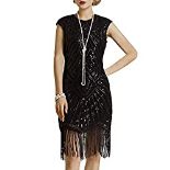RRP £47.93 BABEYOND Women's Flapper Dresses 1920s Beaded Fringed Great Gatsby Dress (Black