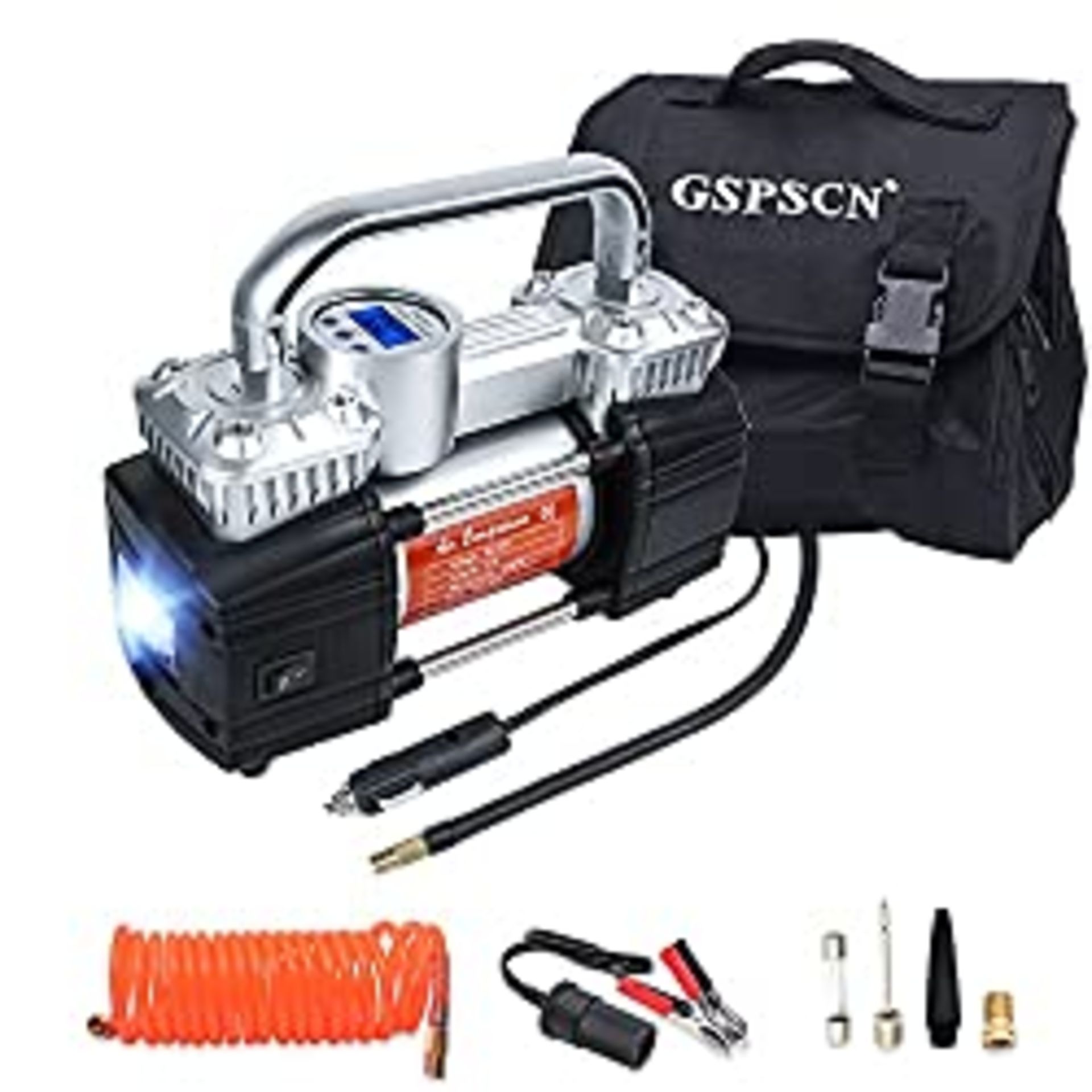 RRP £49.99 GSPSCN Portable Digital Car Tyre Inflator with Gauge 150Psi Auto Shut-Off
