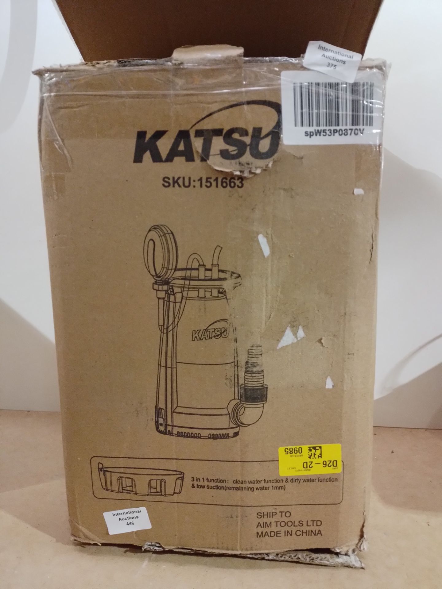 RRP £53.99 KATSU 750W Portable Submersible Pump for Clean and - Image 2 of 2