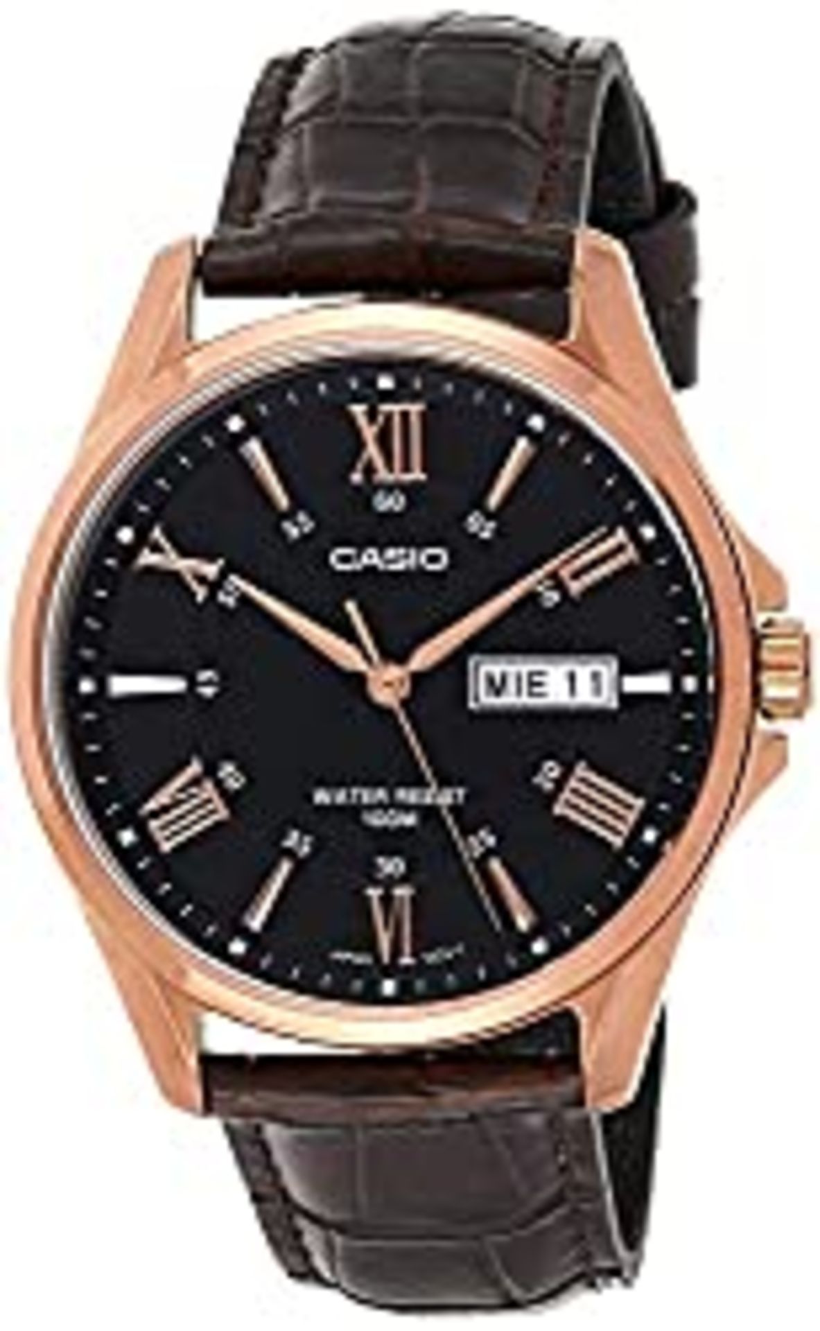 RRP £59.54 Casio Men Analogue Quartz Watch with Leather Strap MTP-1384L-1AVEF