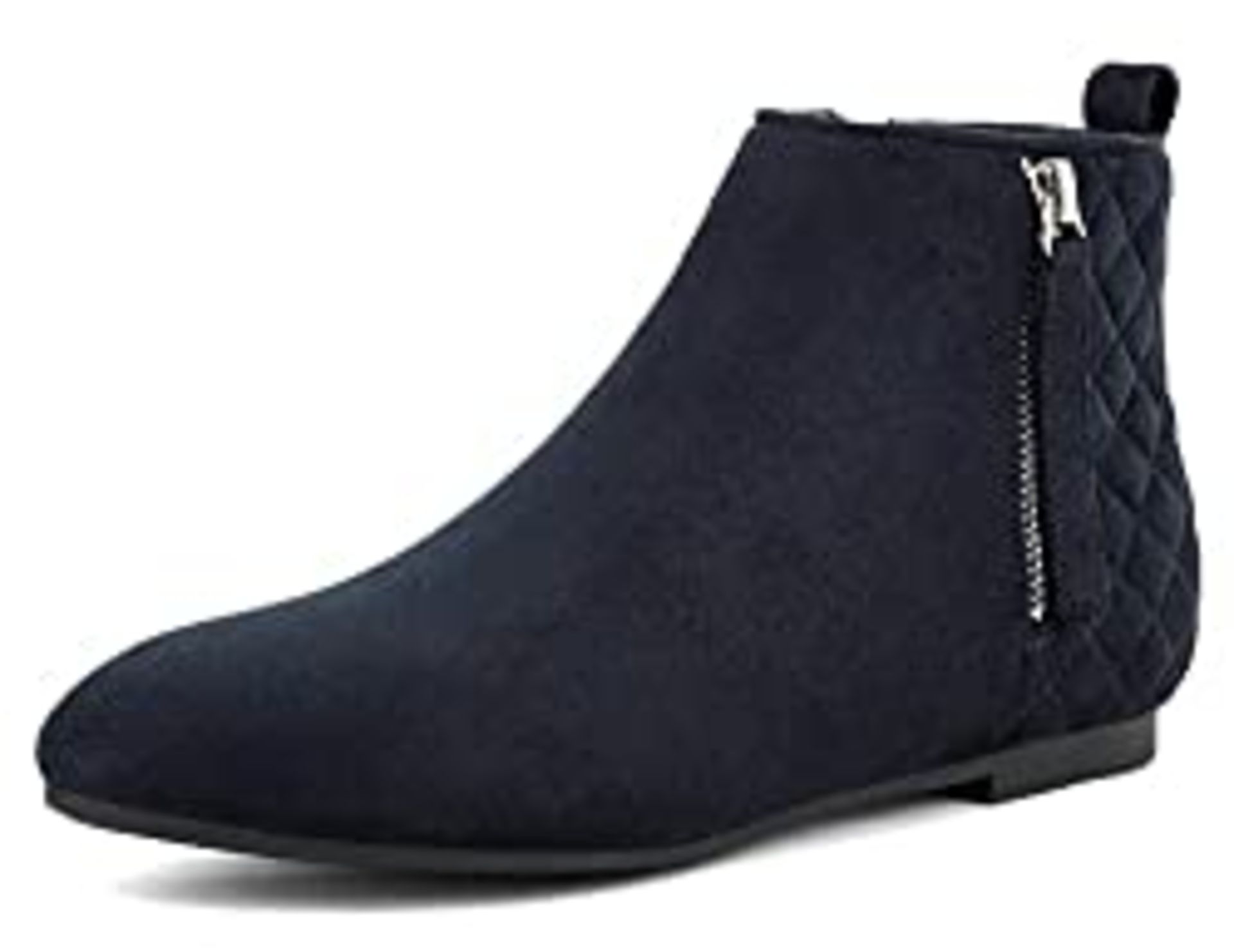 RRP £30.98 MaxMuxun Womens Zipper Flat Booties Faux Suede Classic Ankle Boots Blue 3 UK