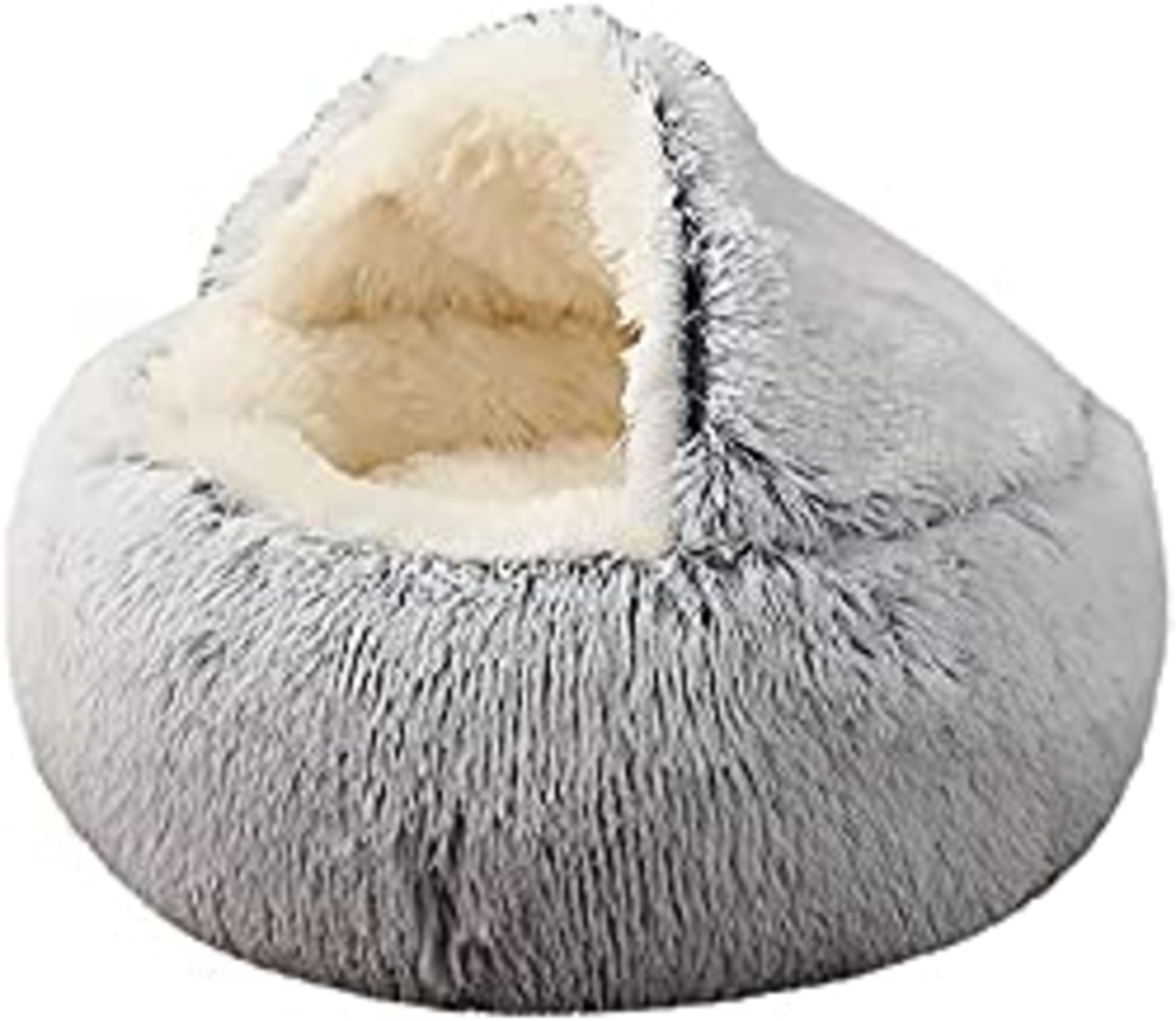 RRP £27.67 Kongming Grey Dog Bed Medium 50*50CM(20" 20") Doughnut Donut Dog Bed with Cave