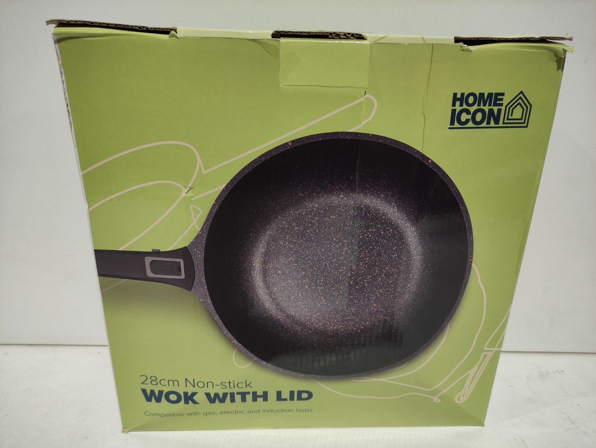 RRP £36.85 Home Icon Induction Wok With Lid Non Stick and Detachable Handle 28 cm - Image 2 of 2