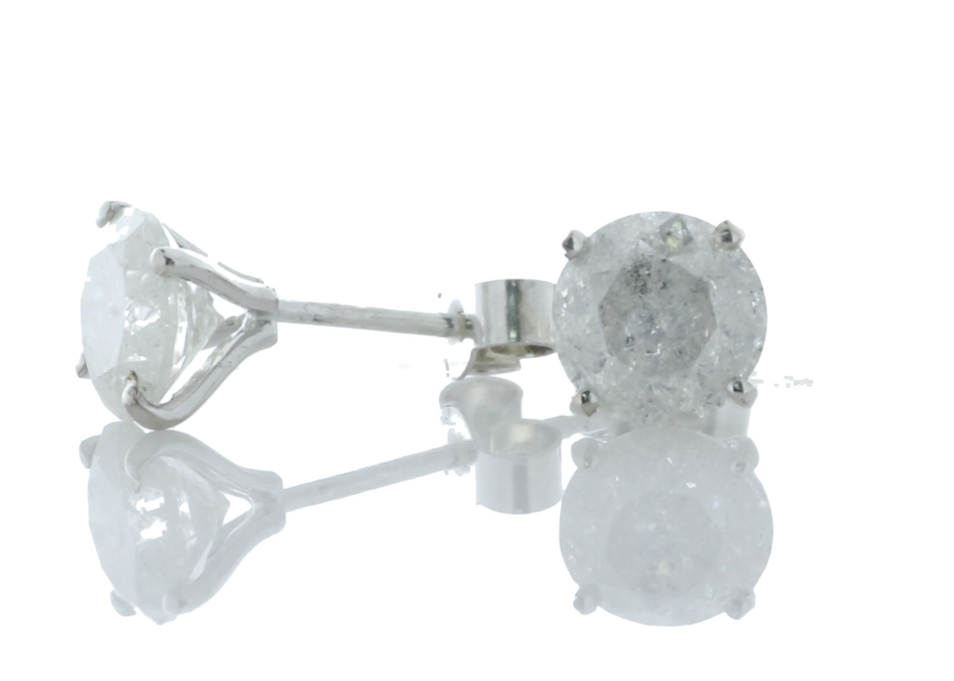 9ct White Gold Single Stone Wire Set Diamond Earring 2.05 Carats - Valued By GIE £6,610.00 - Two