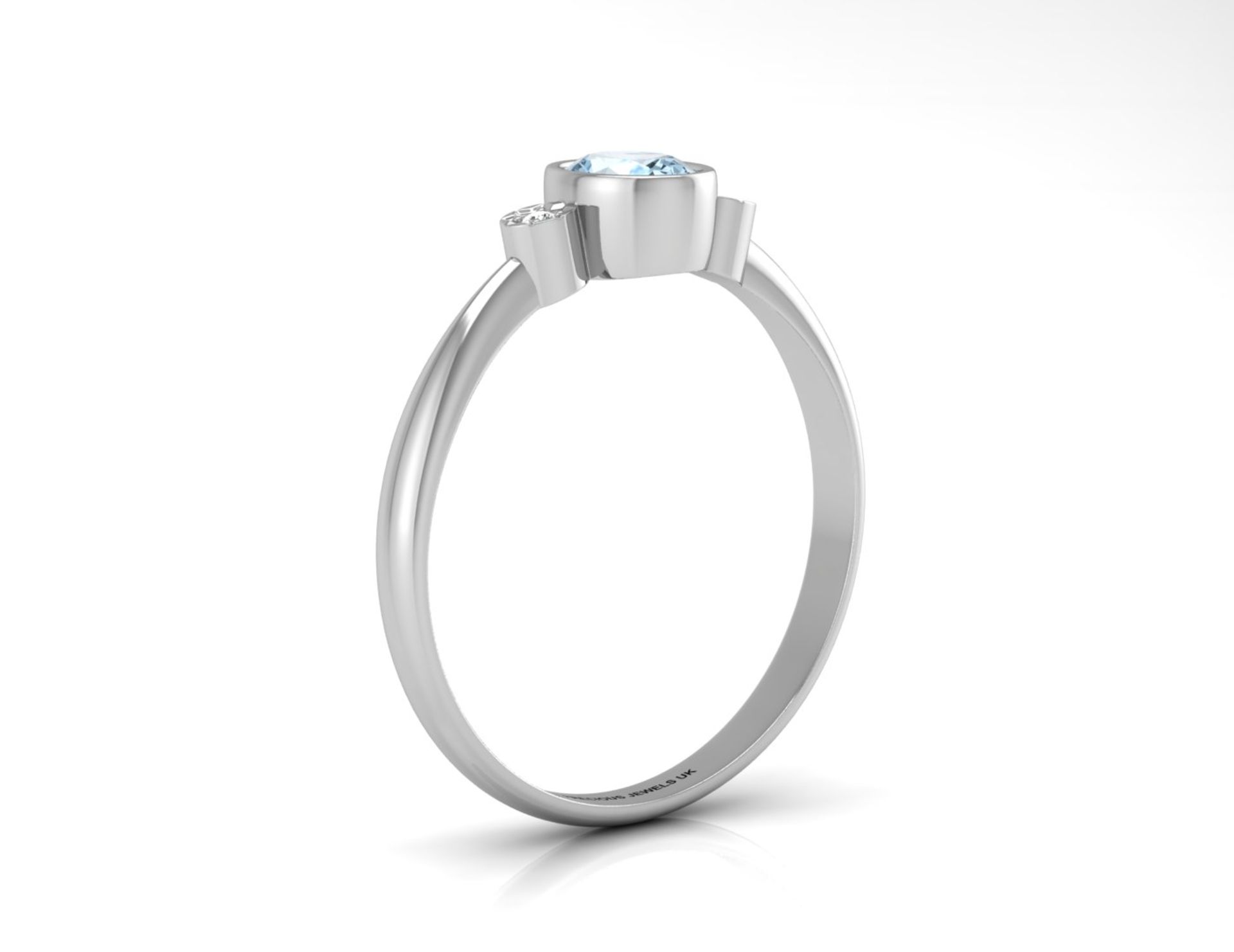 9ct White Gold Shoulder Set Diamond And Blue Topaz (BT0.50) Ring 0.01 Carats - Valued By GIE £905.00 - Image 2 of 5