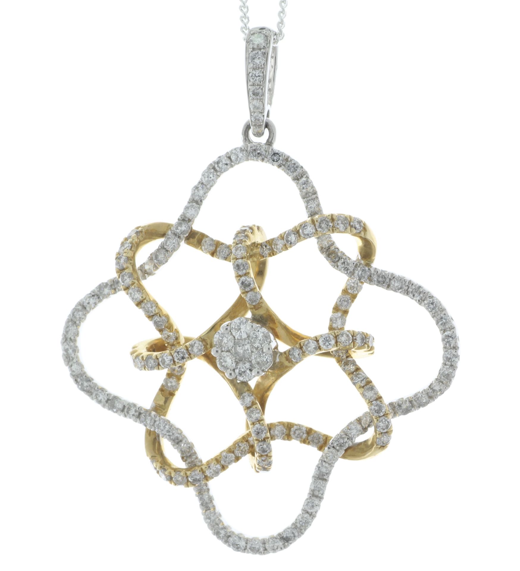 14ct Gold Illusion Set Cluster Diamond Pendant 1.77 Carats - Valued By IDI £7,575.00 - One hundred