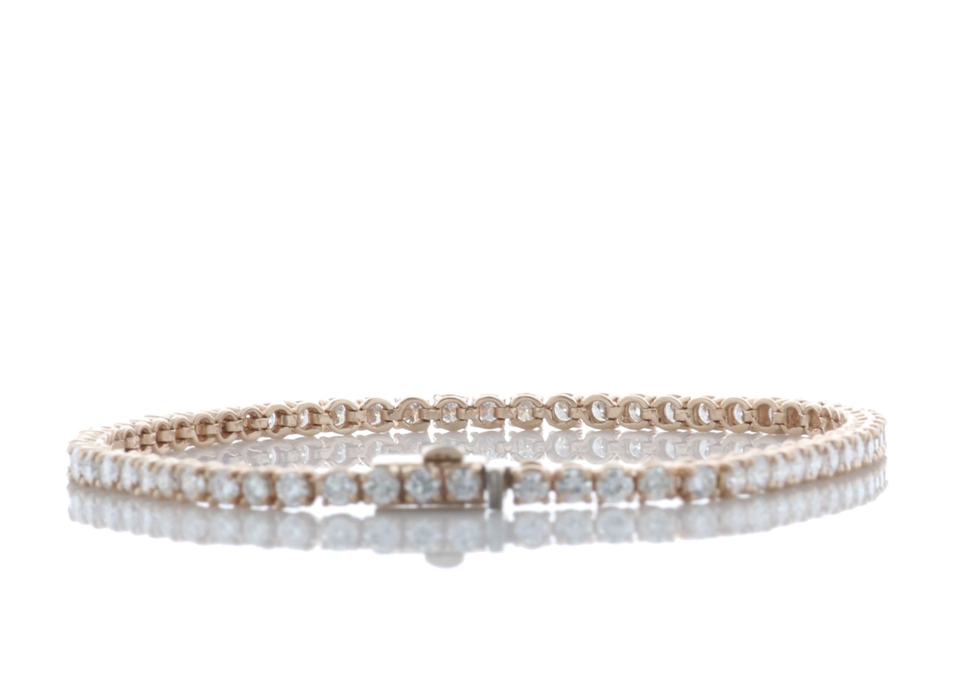 18ct Rose Gold Tennis Diamond Bracelet 4.06 Carats - Valued By IDI £20,240.00 - Sixty five round - Image 3 of 5