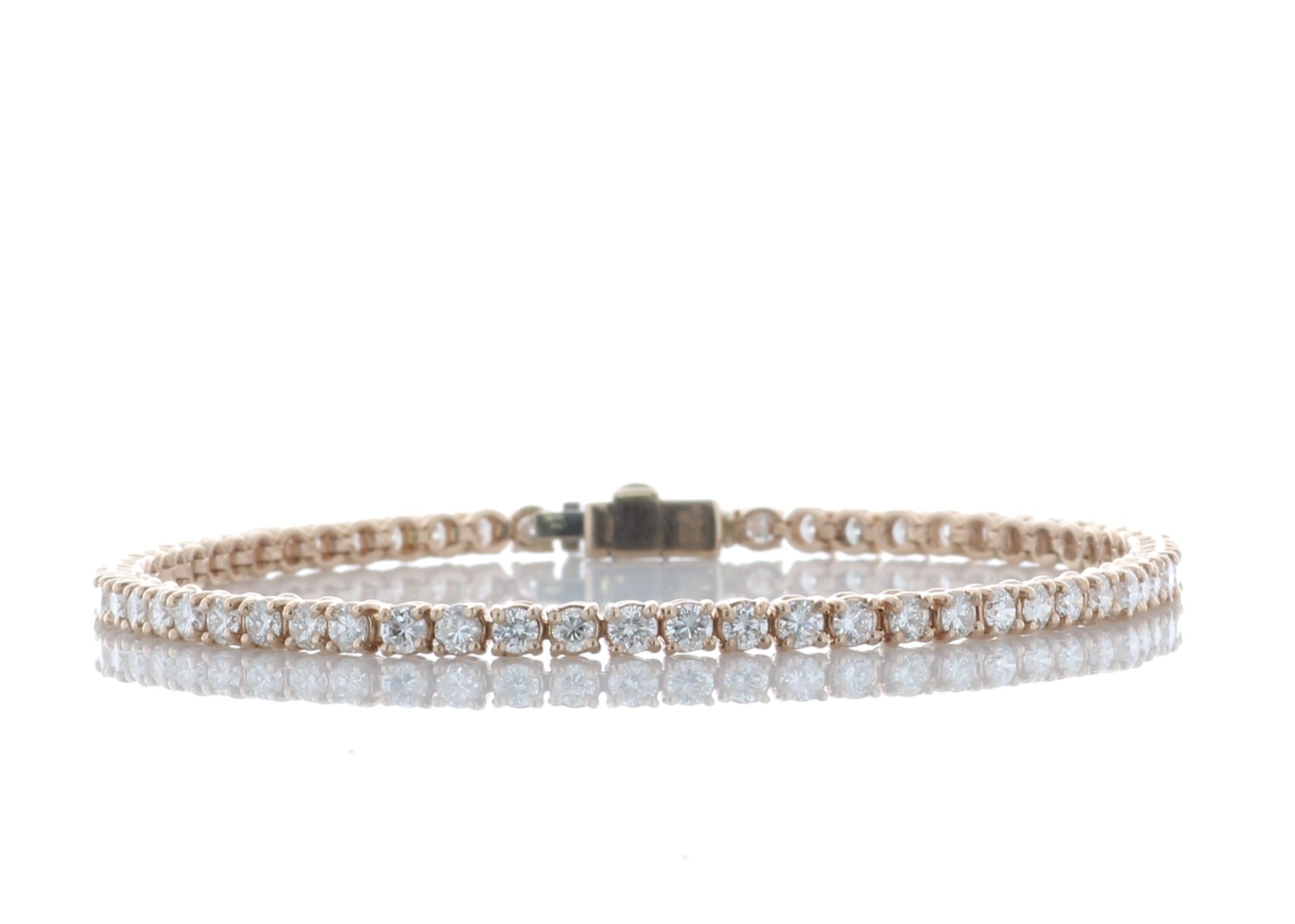 18ct Rose Gold Tennis Diamond Bracelet 4.06 Carats - Valued By IDI £20,240.00 - Sixty five round