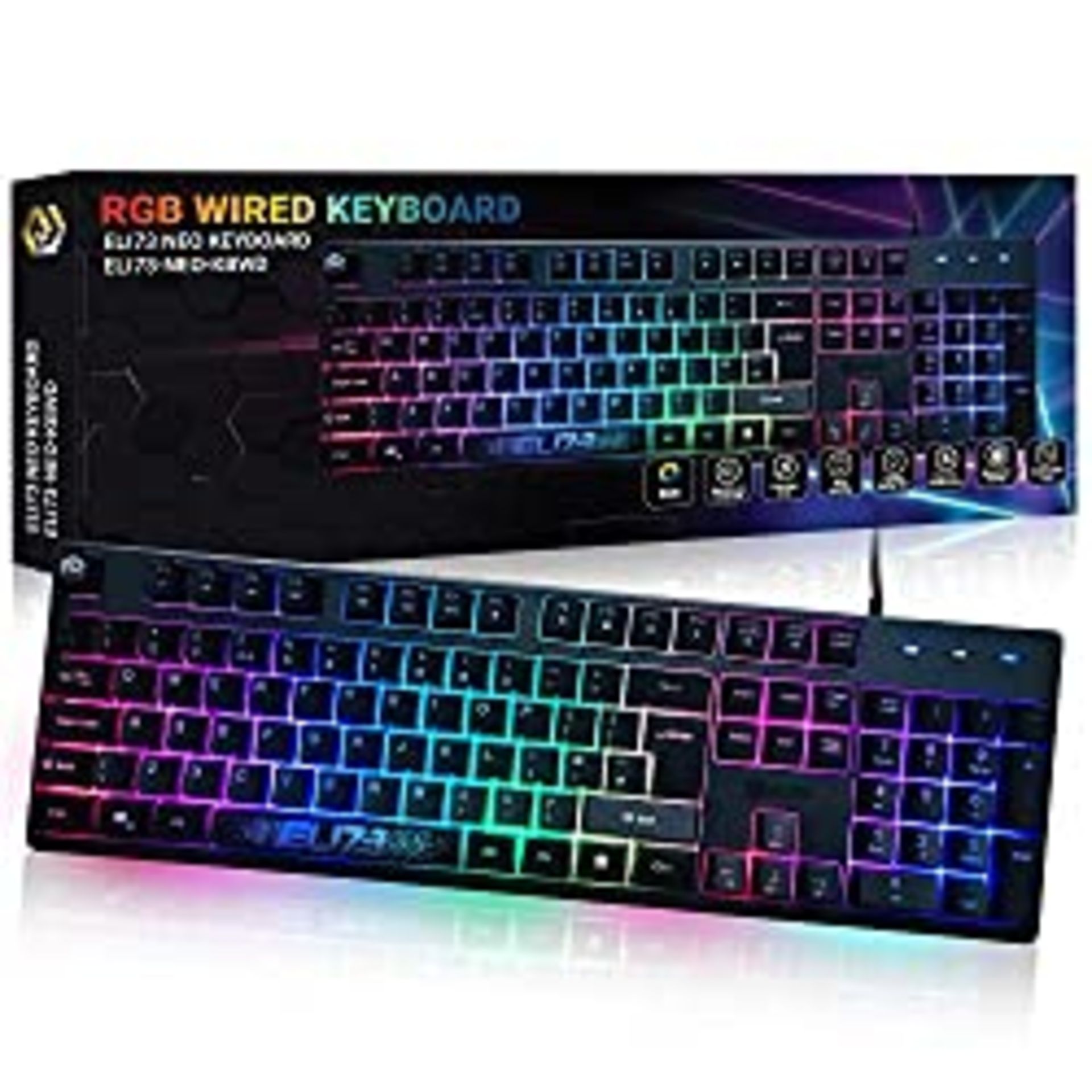 RRP £15.79 ELI73 NEO - RGB Gaming Keyboard - 7-Zone RGB Illumination